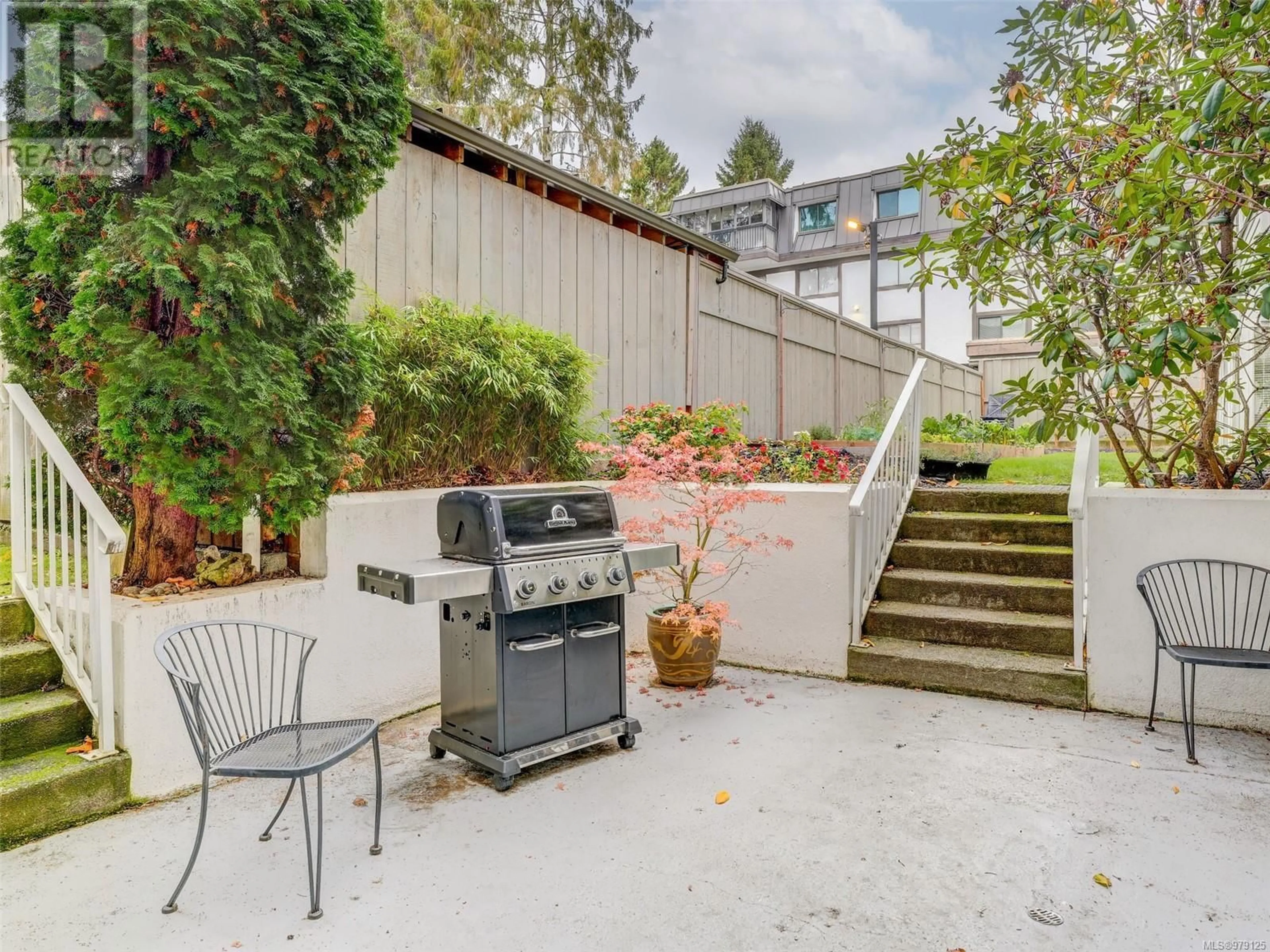 Patio, the fenced backyard for 106 1110 Oscar St, Victoria British Columbia V8V4W5