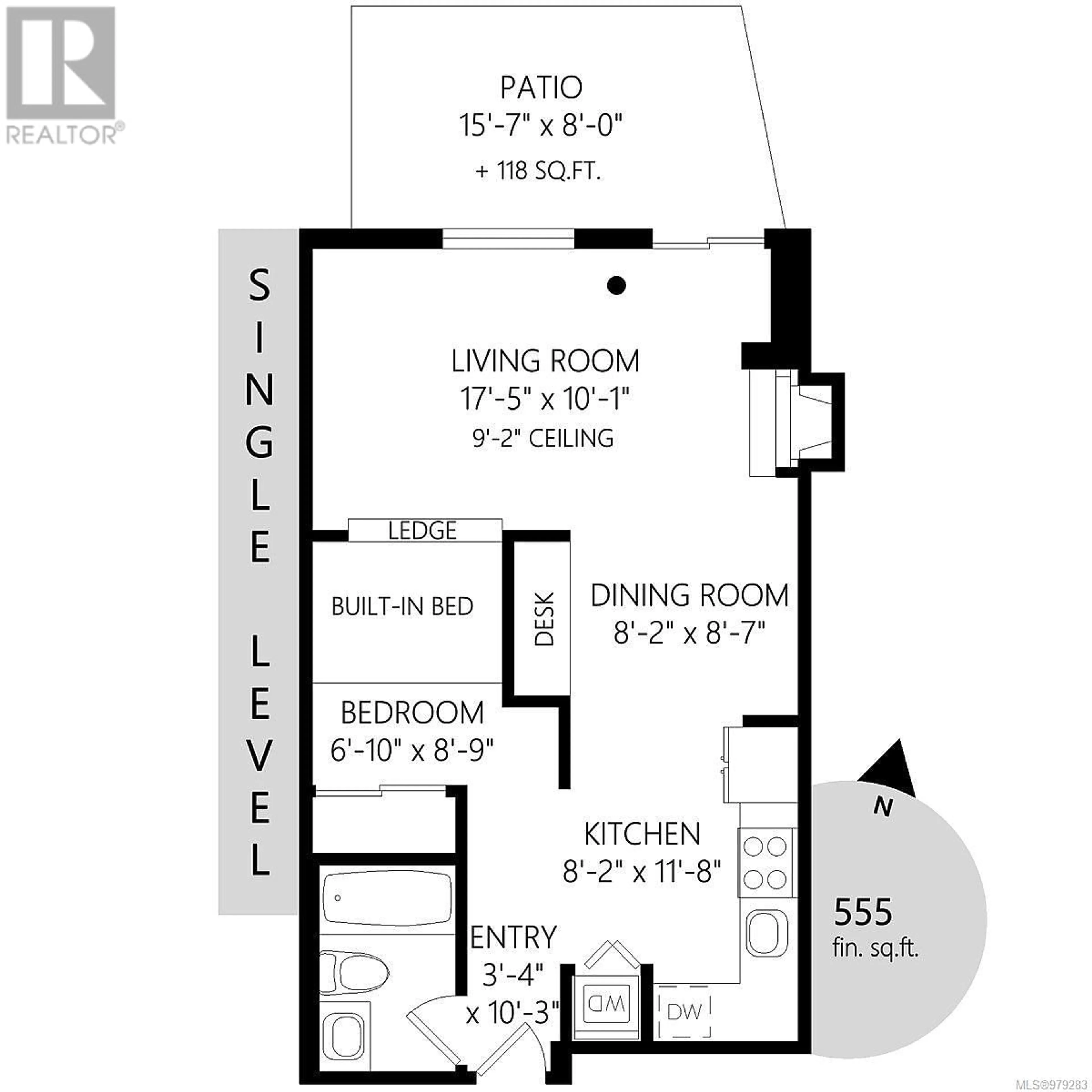 Floor plan for 113 409 Swift St, Victoria British Columbia V8W1S2