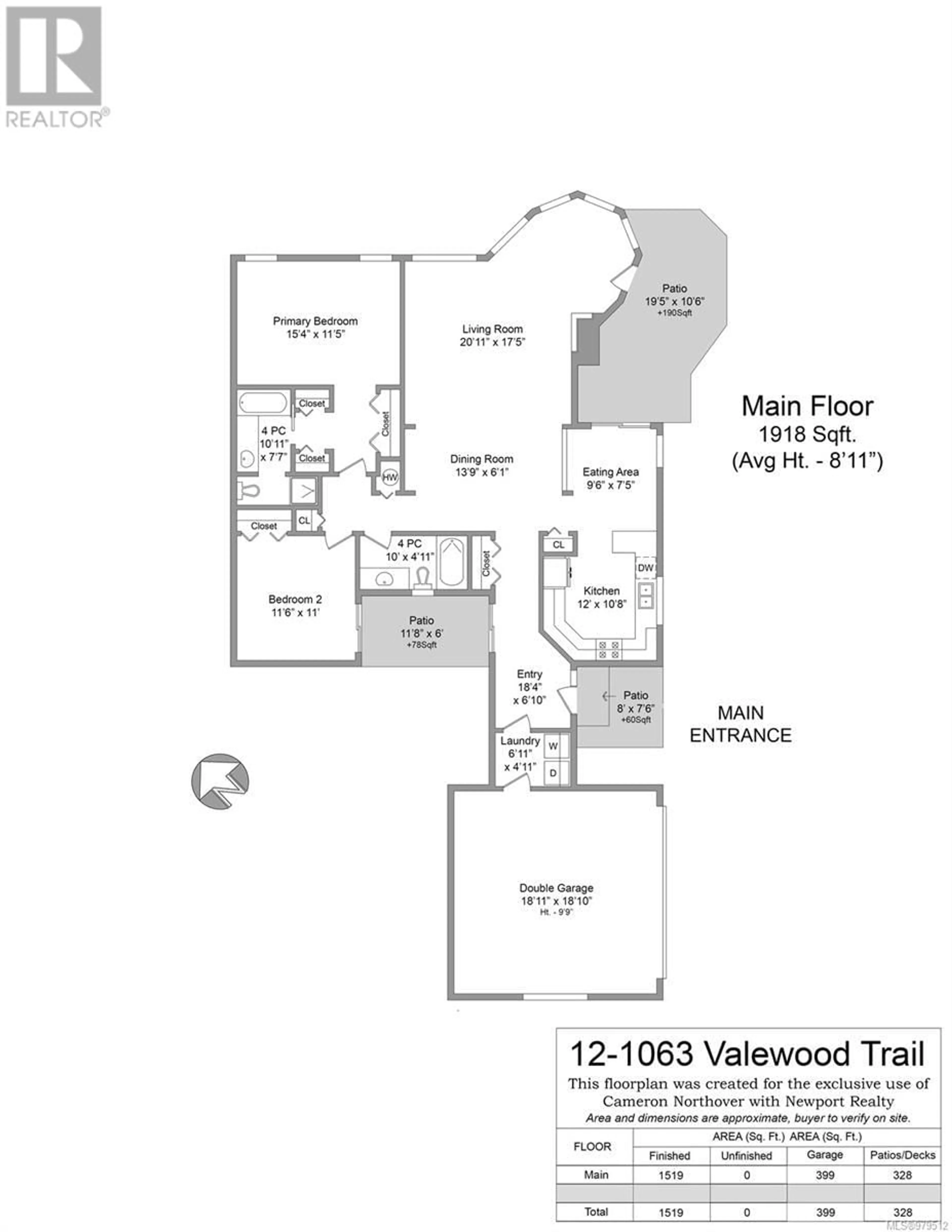 Floor plan for 12 1063 Valewood Trail, Saanich British Columbia V8X5G5