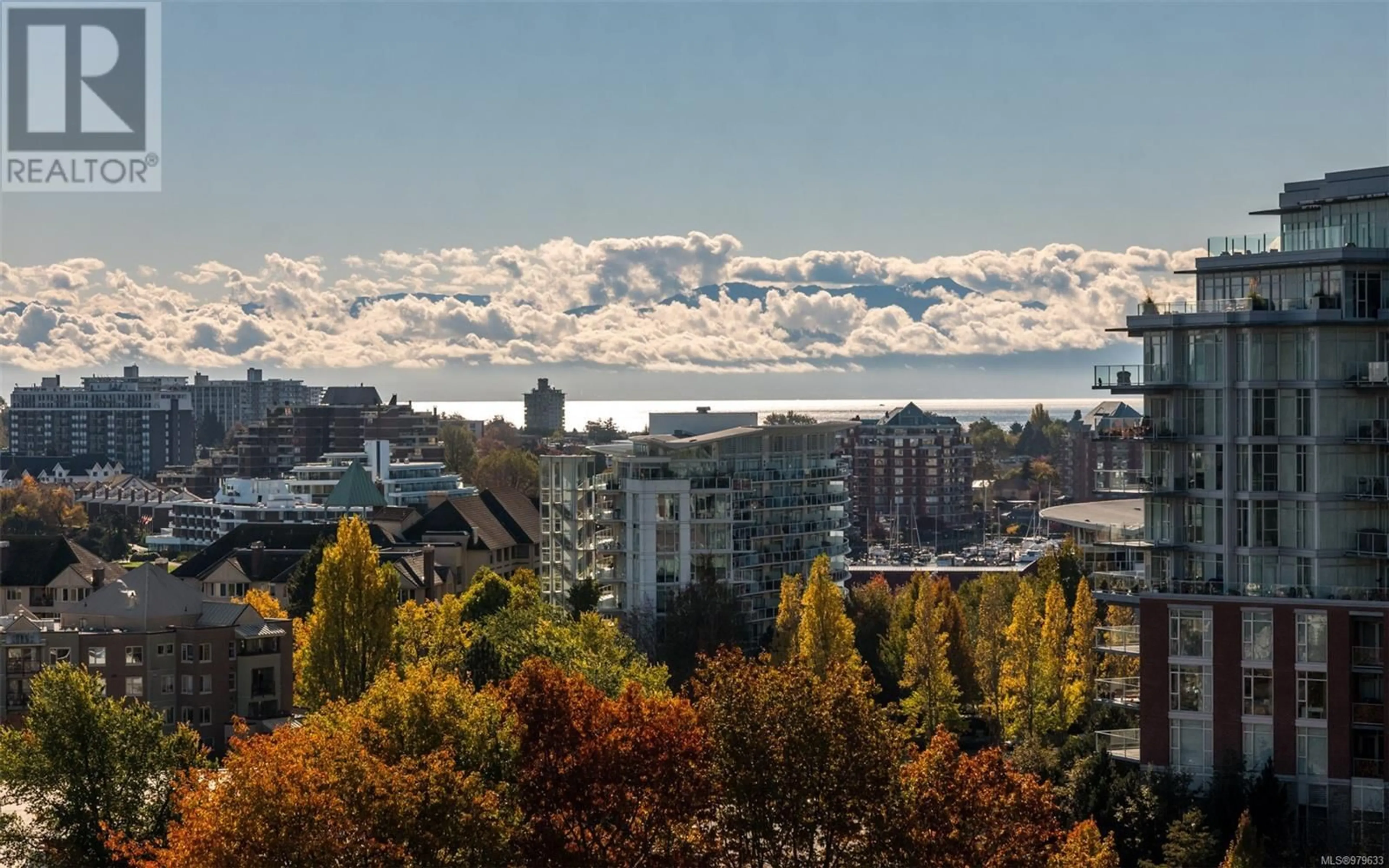 A pic from exterior of the house or condo, the view of city buildings for 1102 363 Tyee Rd, Victoria British Columbia V8P1T7