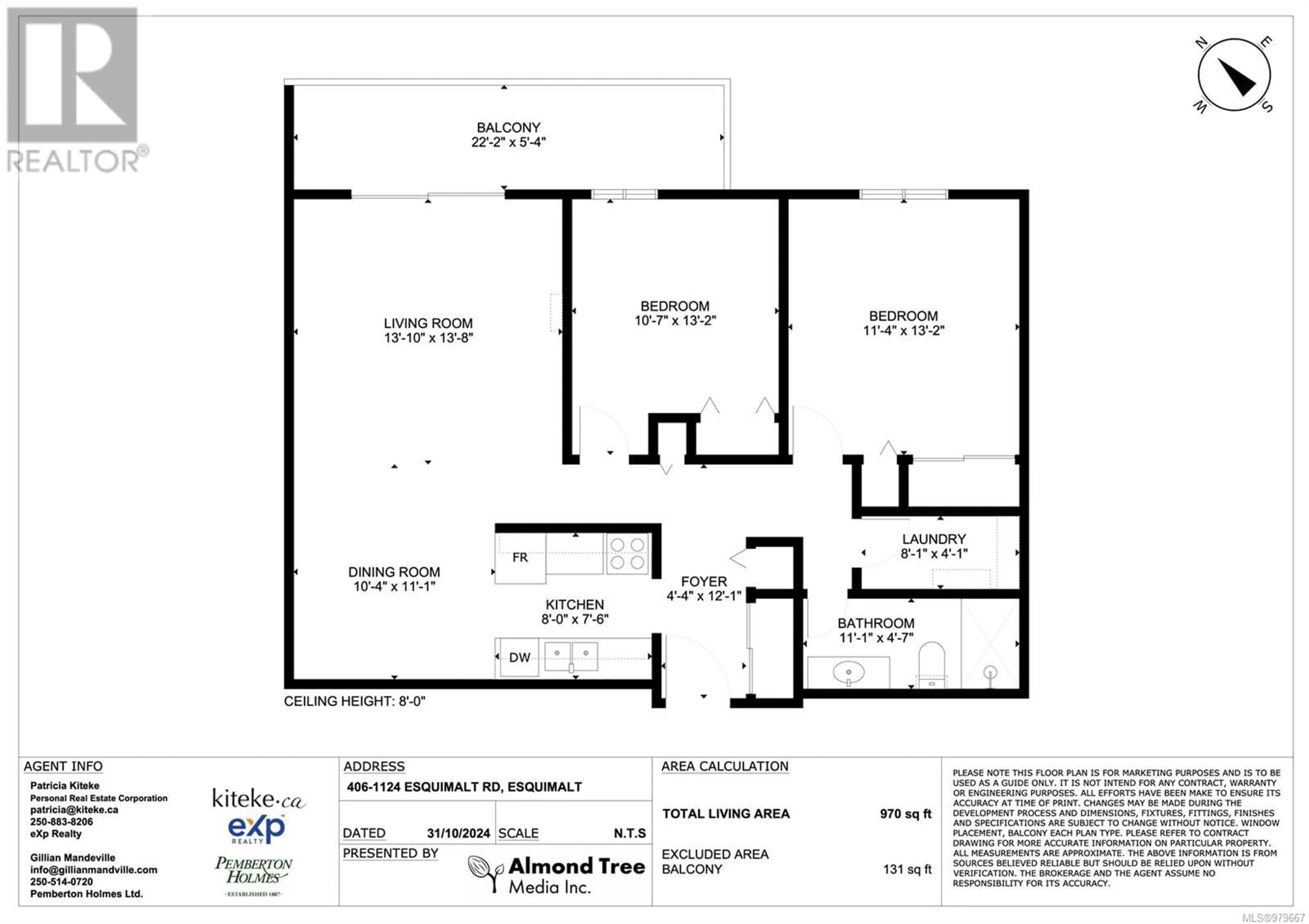 Floor plan for 406 1124 Esquimalt Rd, Esquimalt British Columbia V9A3N4