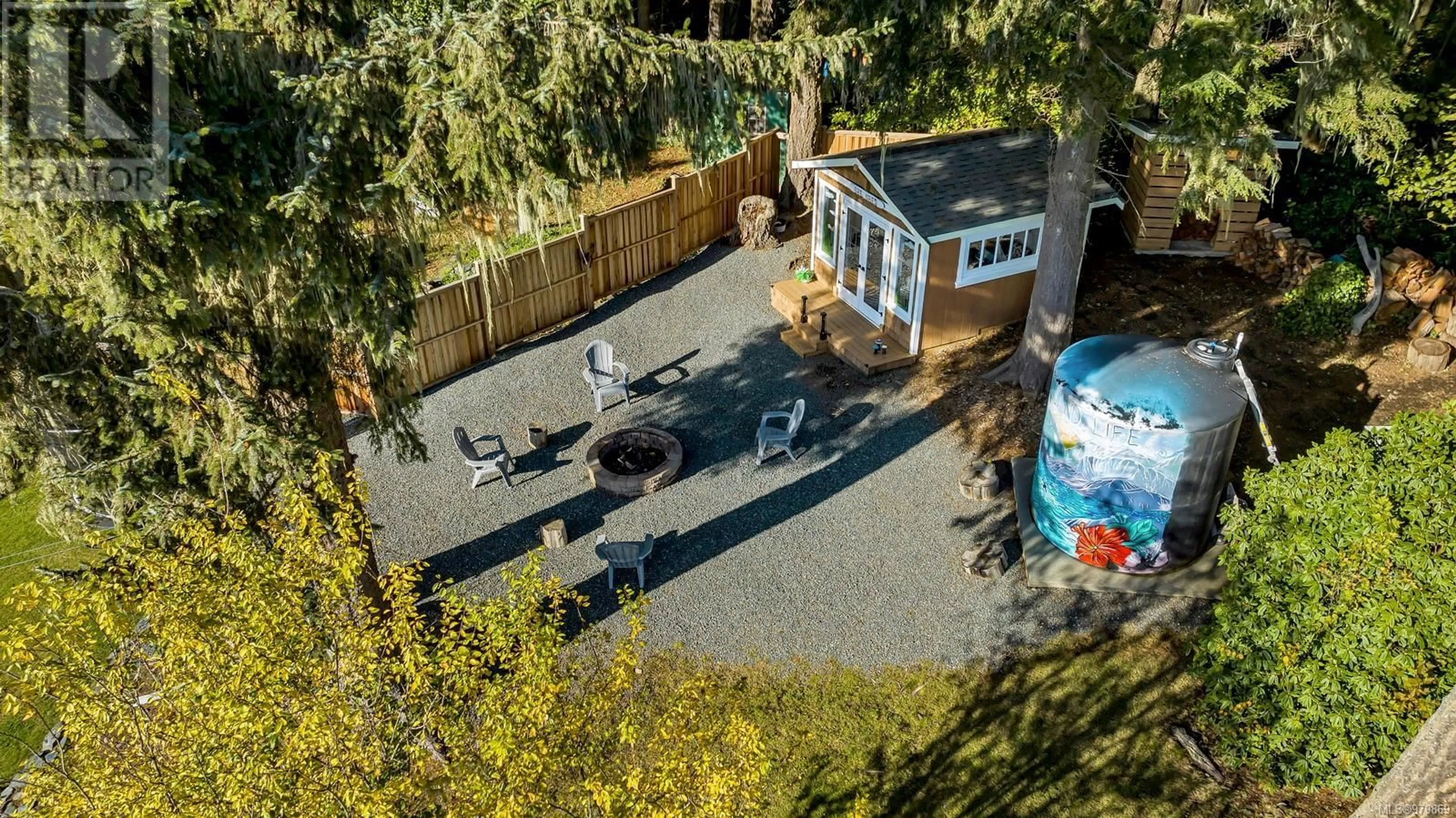 Patio, the fenced backyard for 8448 West Coast Rd, Sooke British Columbia V9Z1E1