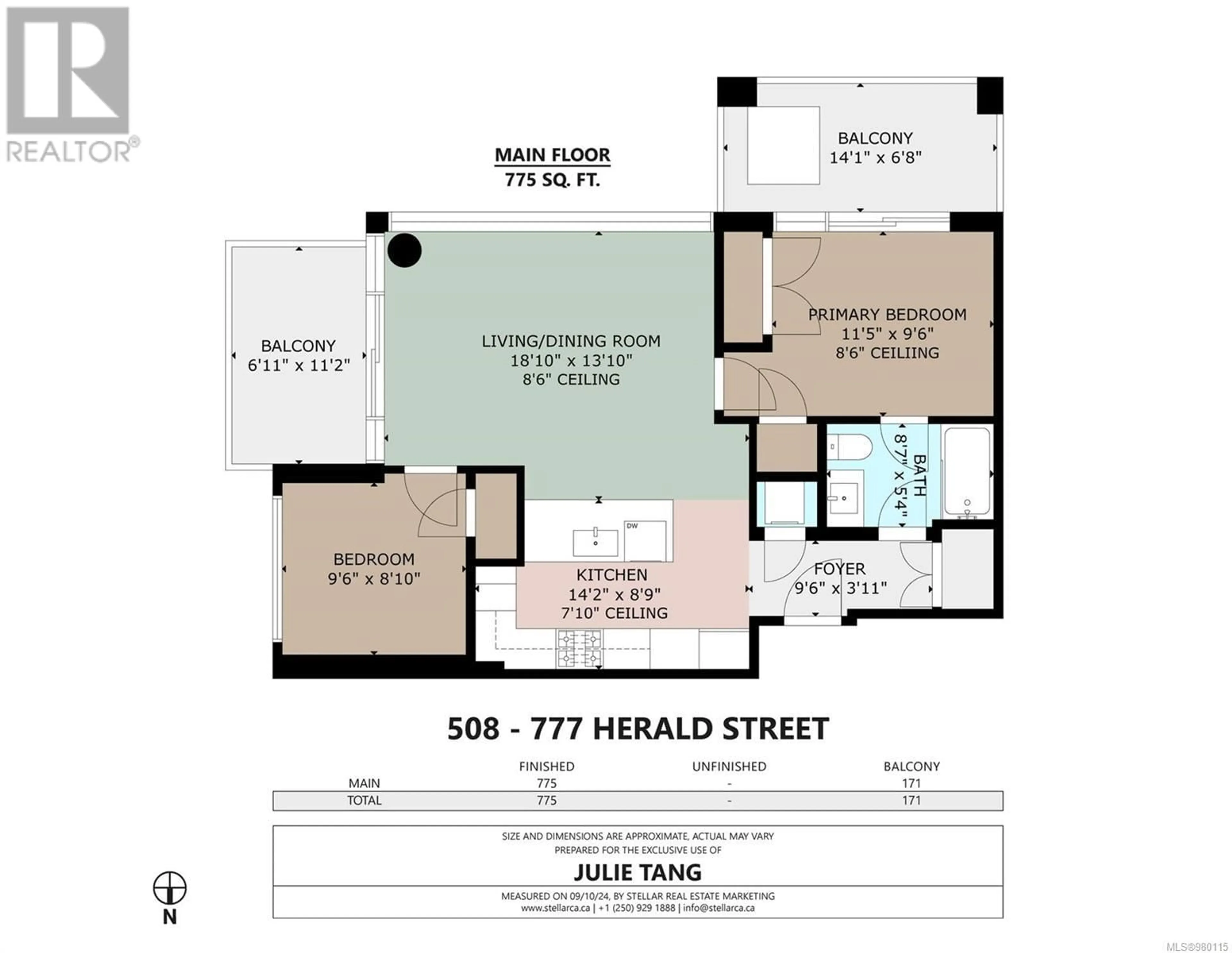 Floor plan for 508 777 Herald St, Victoria British Columbia V8T0C7