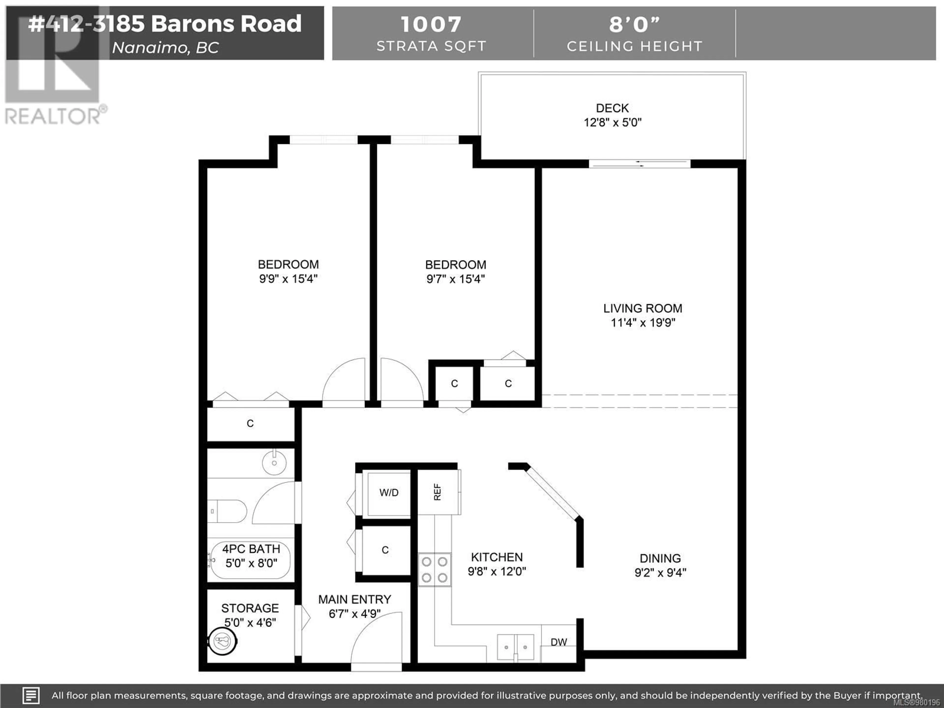 Floor plan for 412 3185 Barons Rd, Nanaimo British Columbia V9T5T3