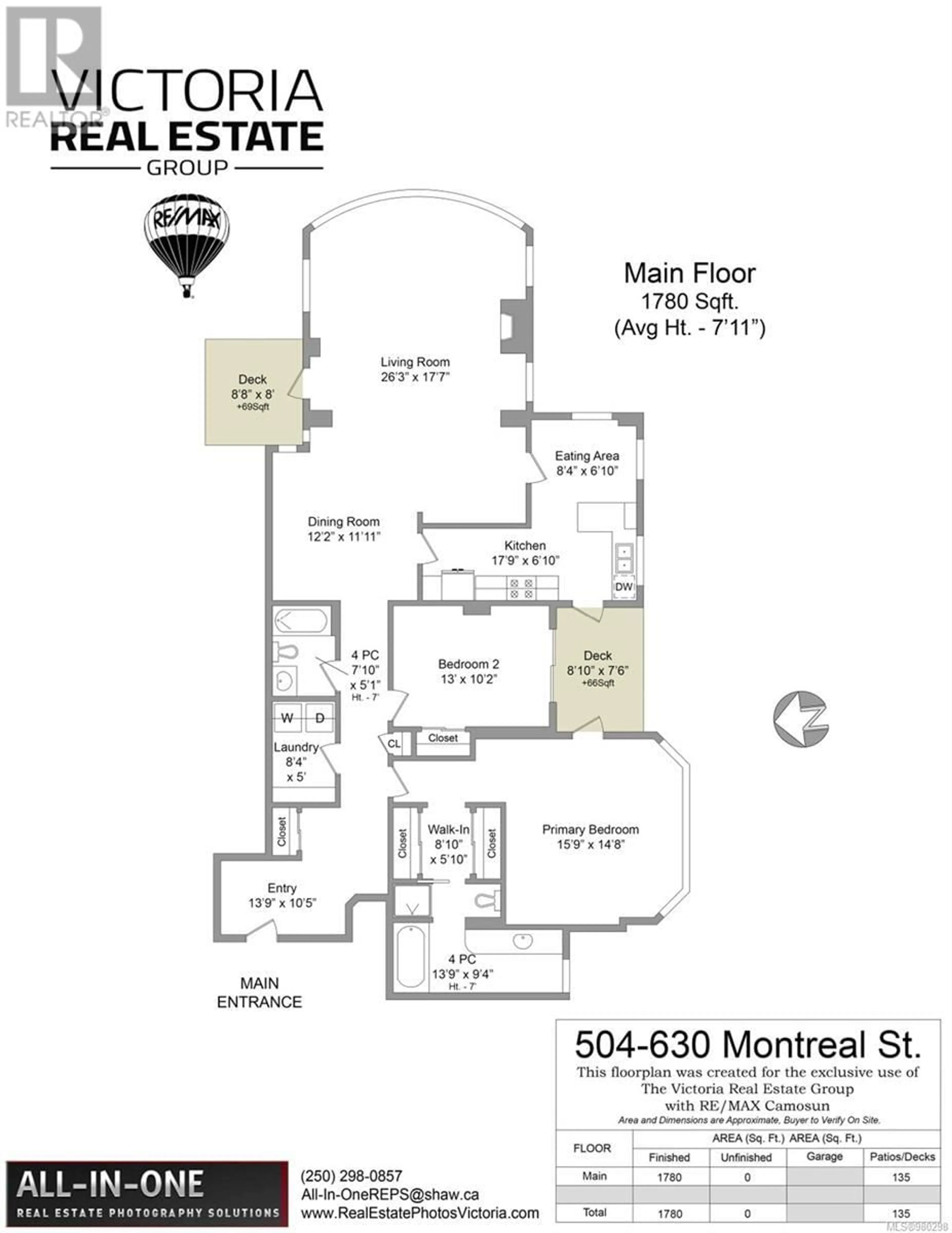 Floor plan for 504 630 Montreal St, Victoria British Columbia V8V4Y2