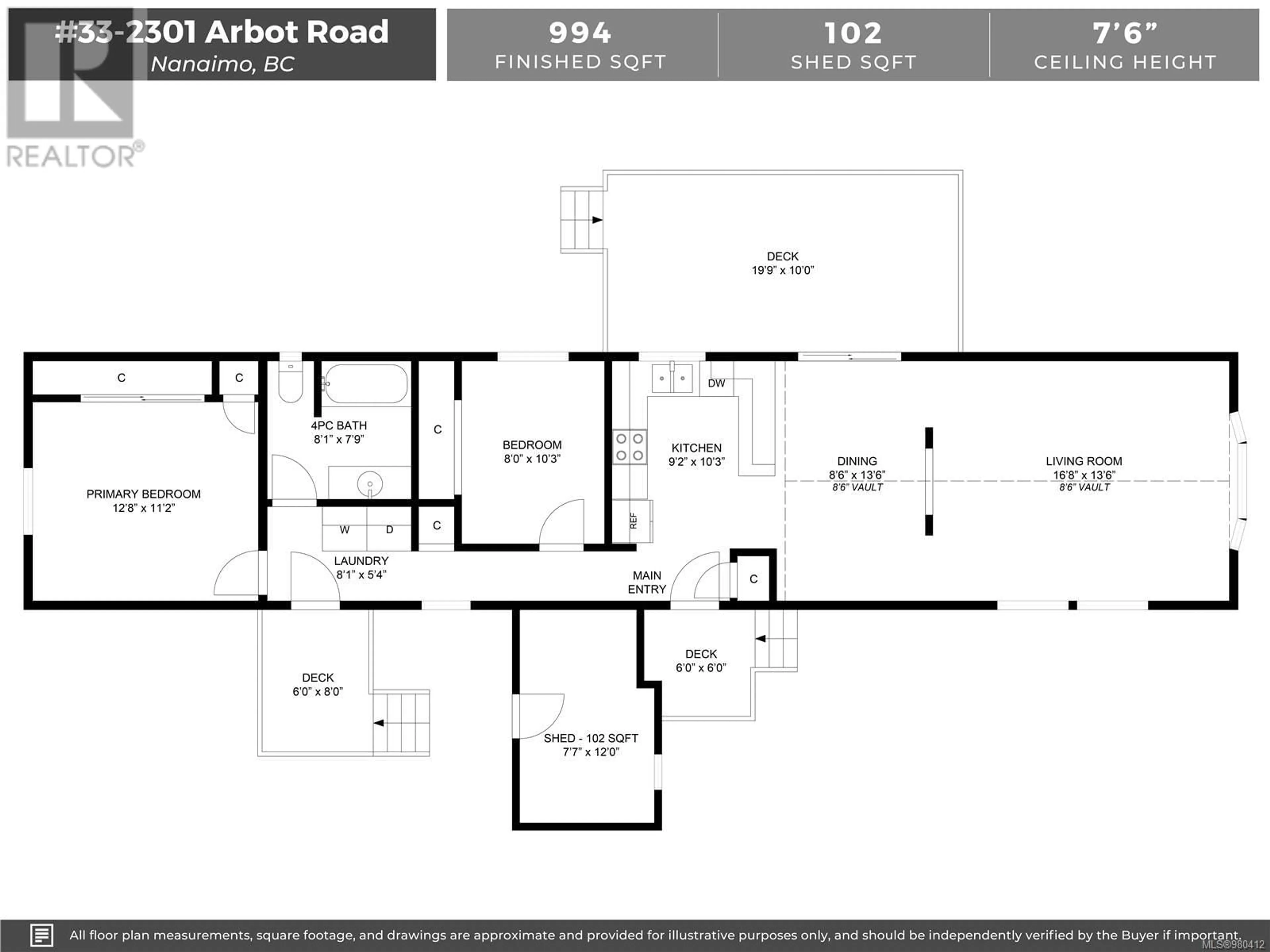 Floor plan for 33 2301 Arbot Rd, Nanaimo British Columbia V9R6S7