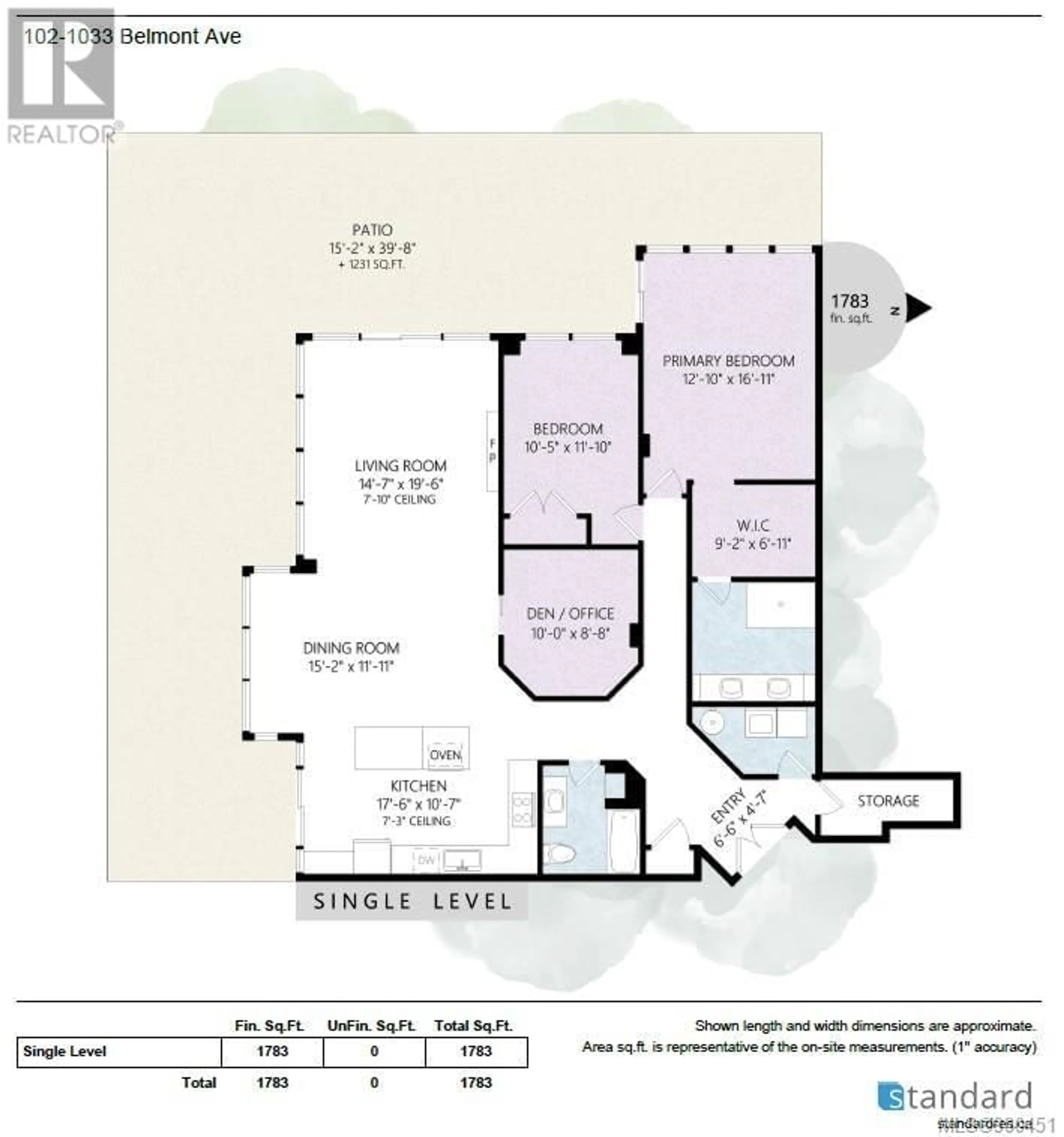 Floor plan for 102 1033 Belmont St, Victoria British Columbia V8S3T4