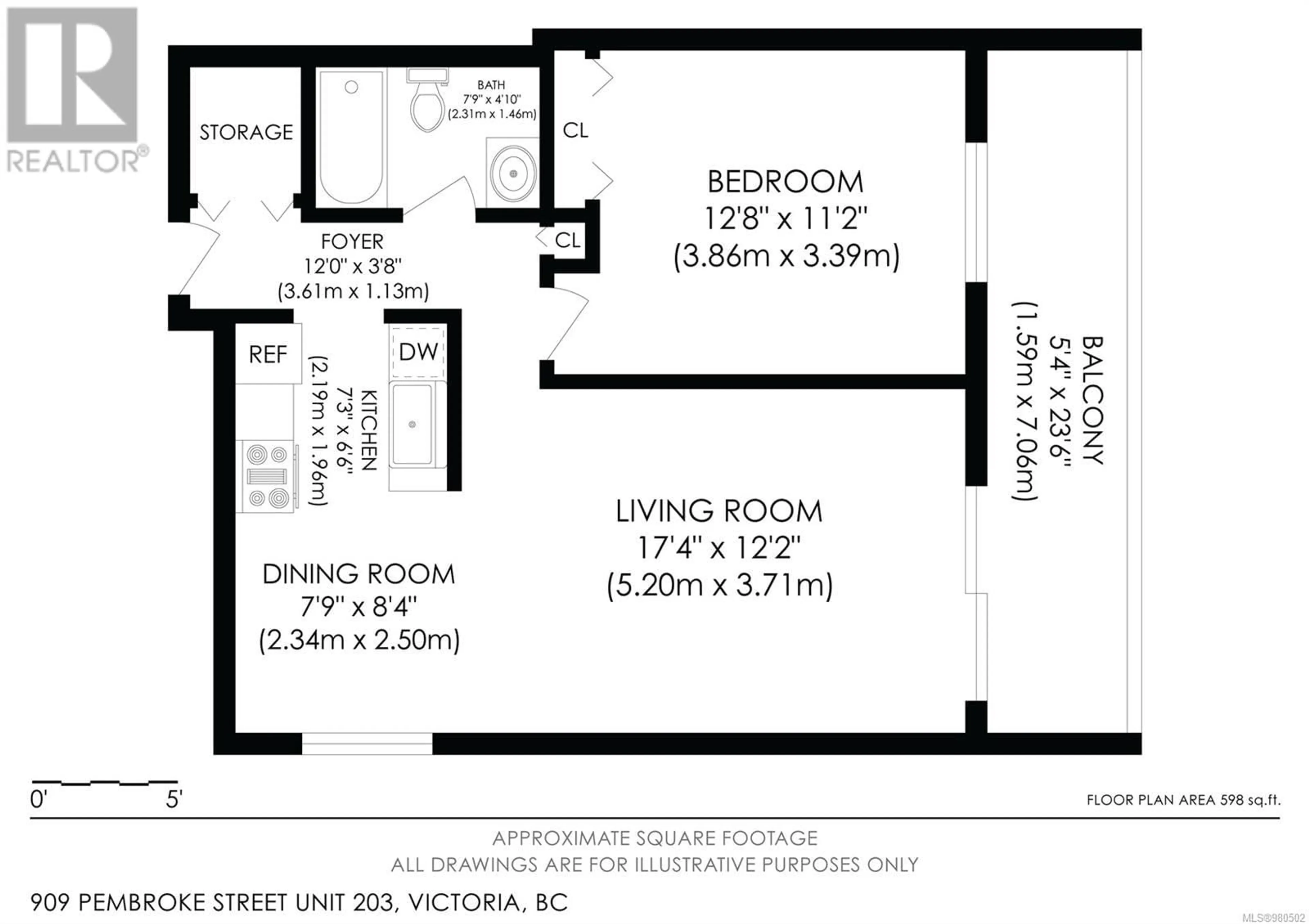 Floor plan for 203 909 Pembroke St, Victoria British Columbia V8T4Z5