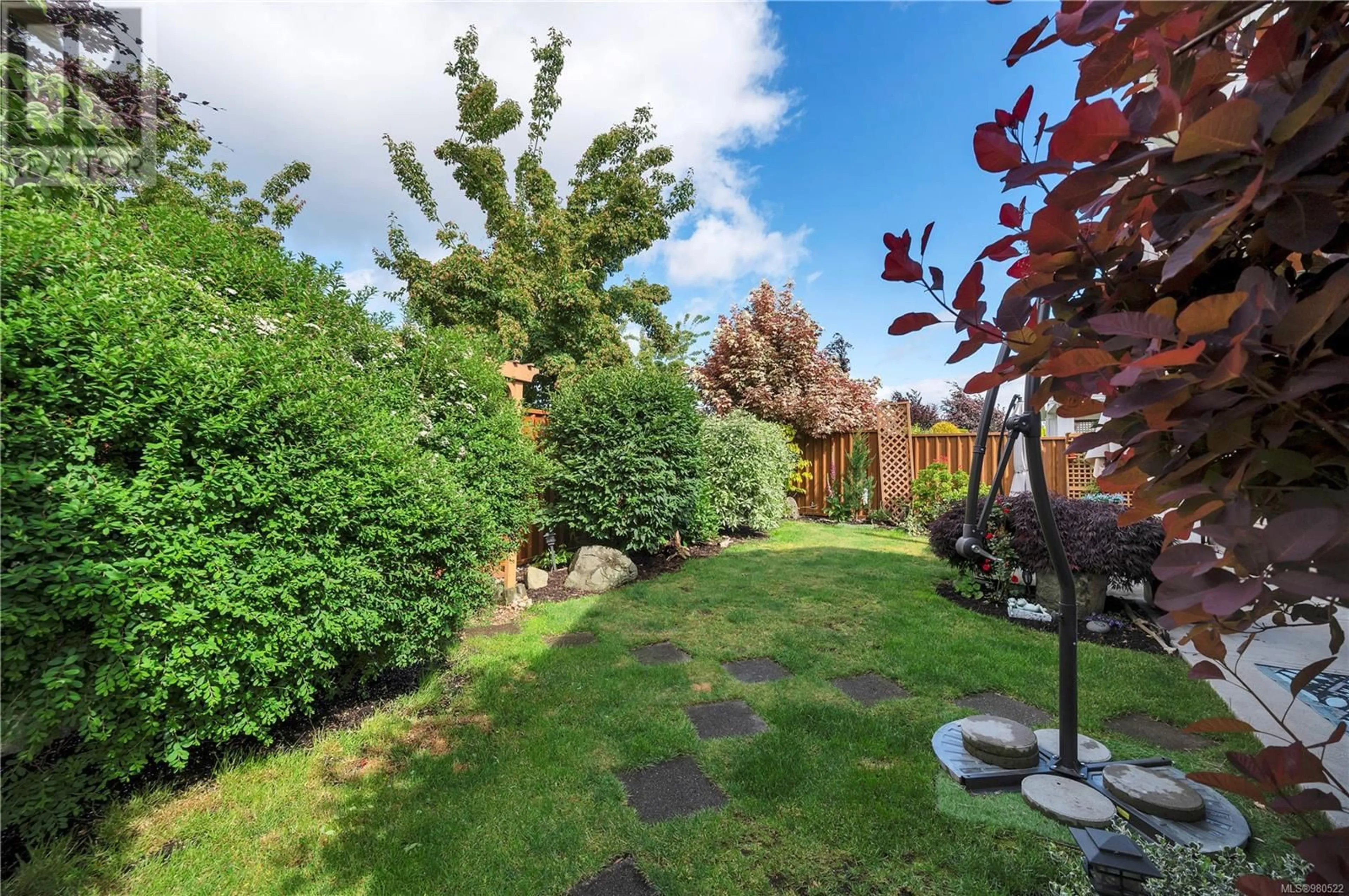 Patio, the fenced backyard for 16 3647 Vermont Pl, Campbell River British Columbia V9H0B9