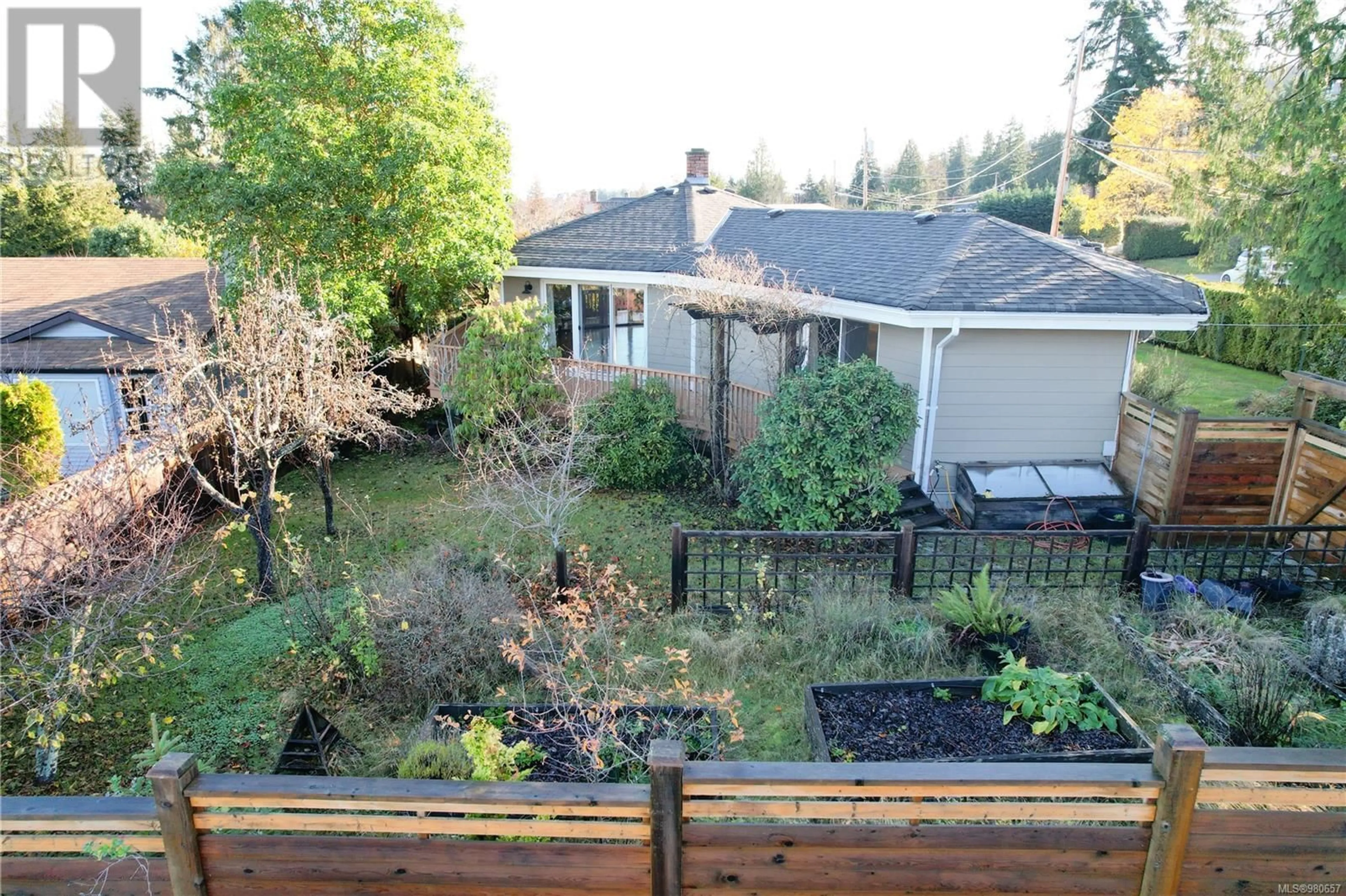 Patio, the fenced backyard for 5590 Westdale Rd, Nanaimo British Columbia V9V1G4