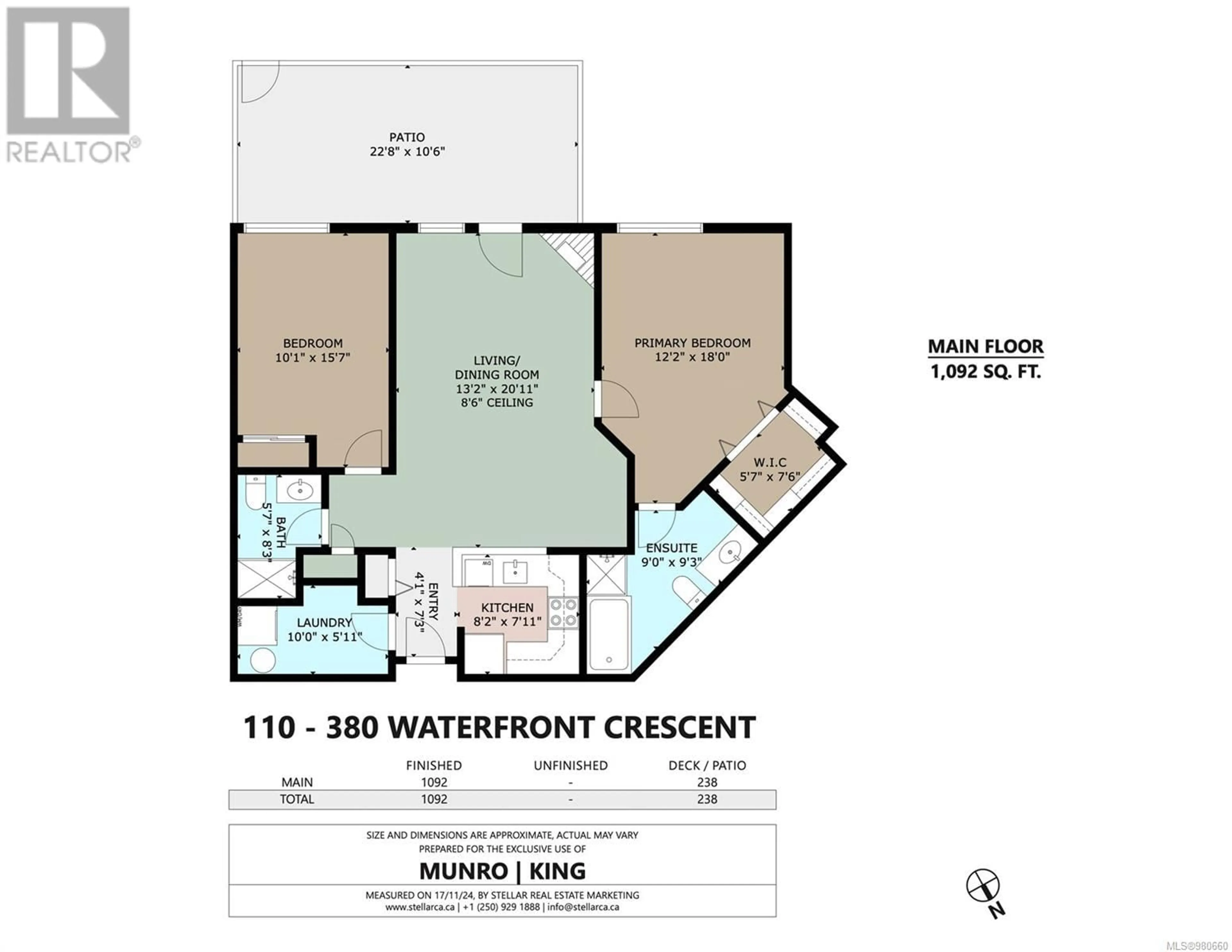 Floor plan for 110 380 Waterfront Cres, Victoria British Columbia V8T5K3