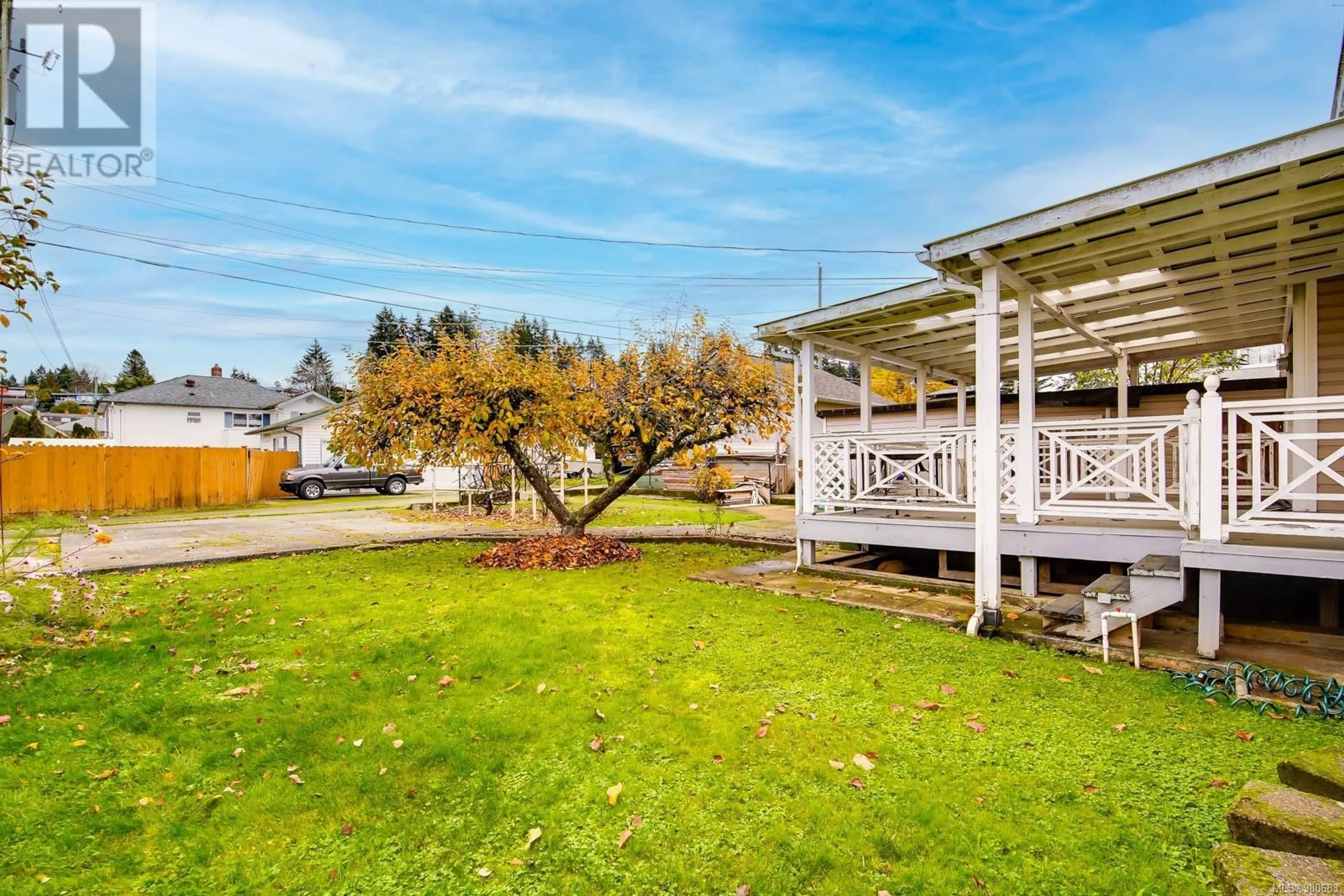 Patio, the fenced backyard for 3727 15th Ave, Port Alberni British Columbia V9Y5C7