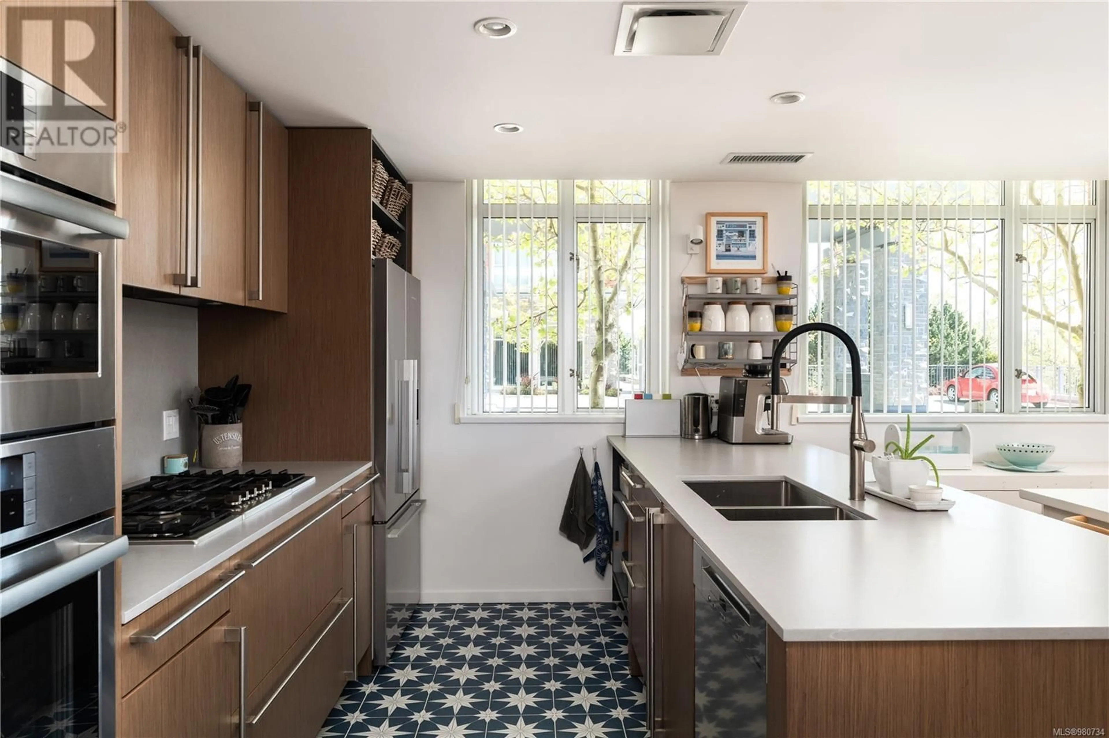 Contemporary kitchen, ceramic floors, cottage for TH3 100 Saghalie Rd, Victoria British Columbia V9A0A1