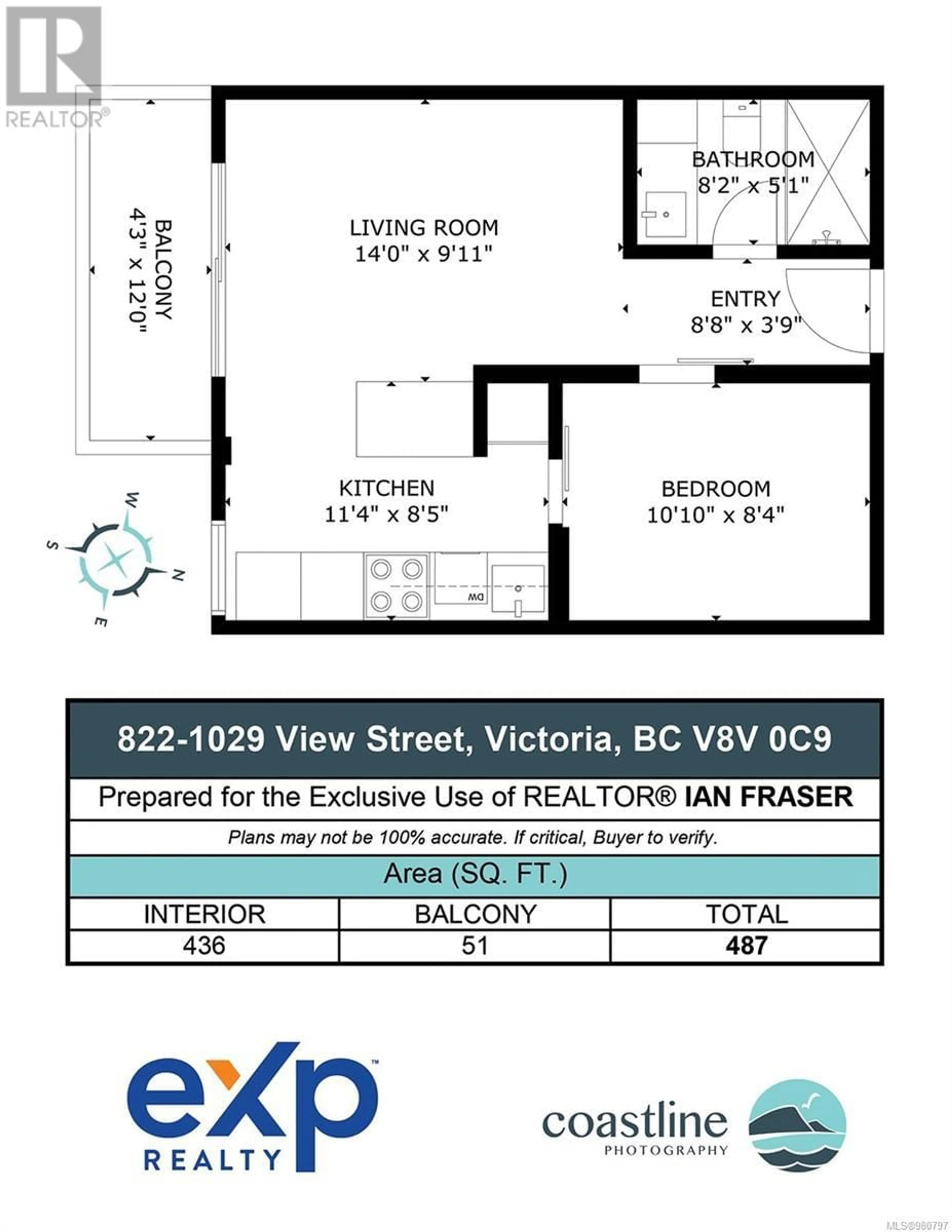 Floor plan for 822 1029 View St, Victoria British Columbia V8V0C9