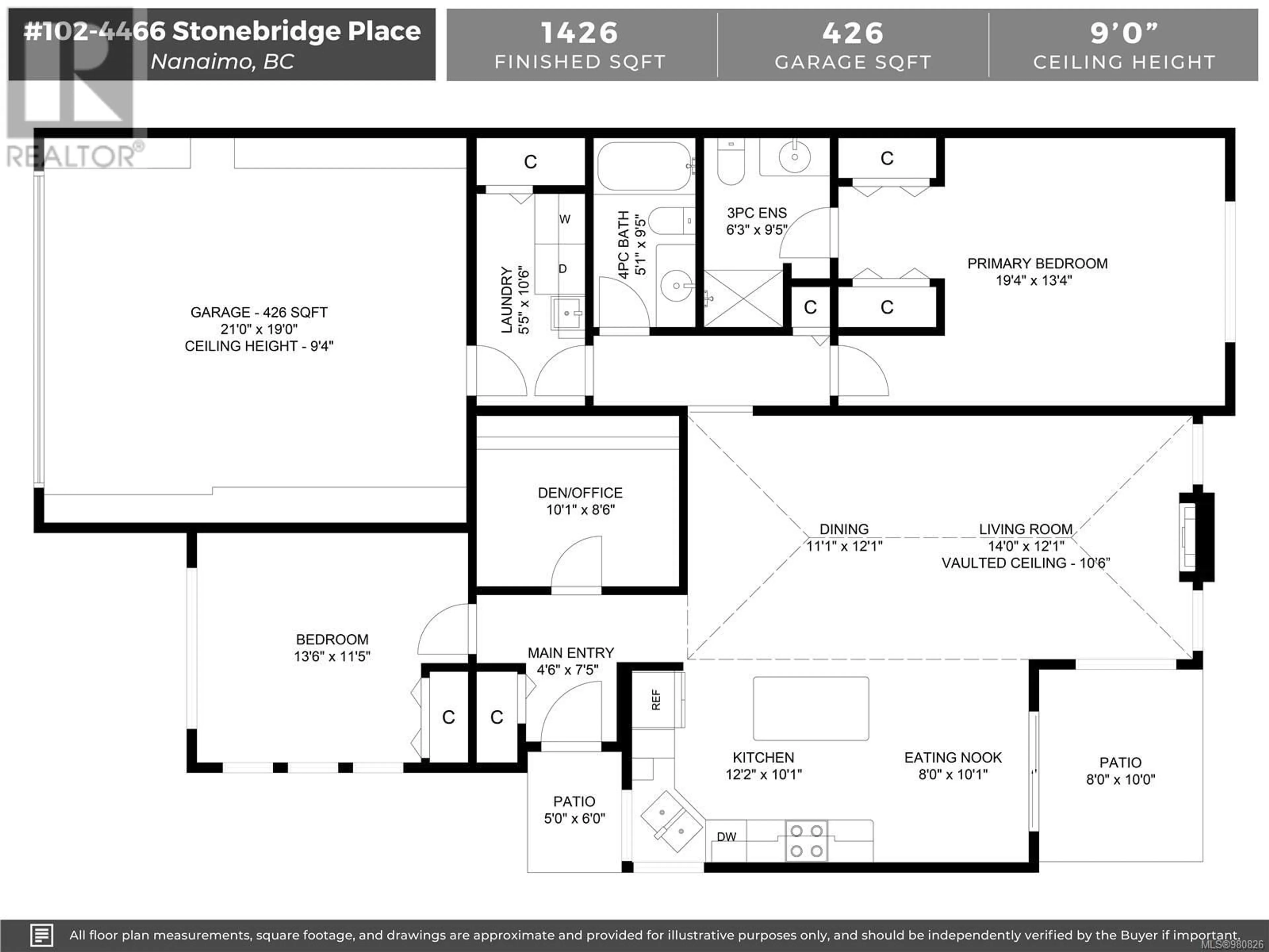 Floor plan for 102 4466 Stonebridge Pl, Nanaimo British Columbia V9T0E6