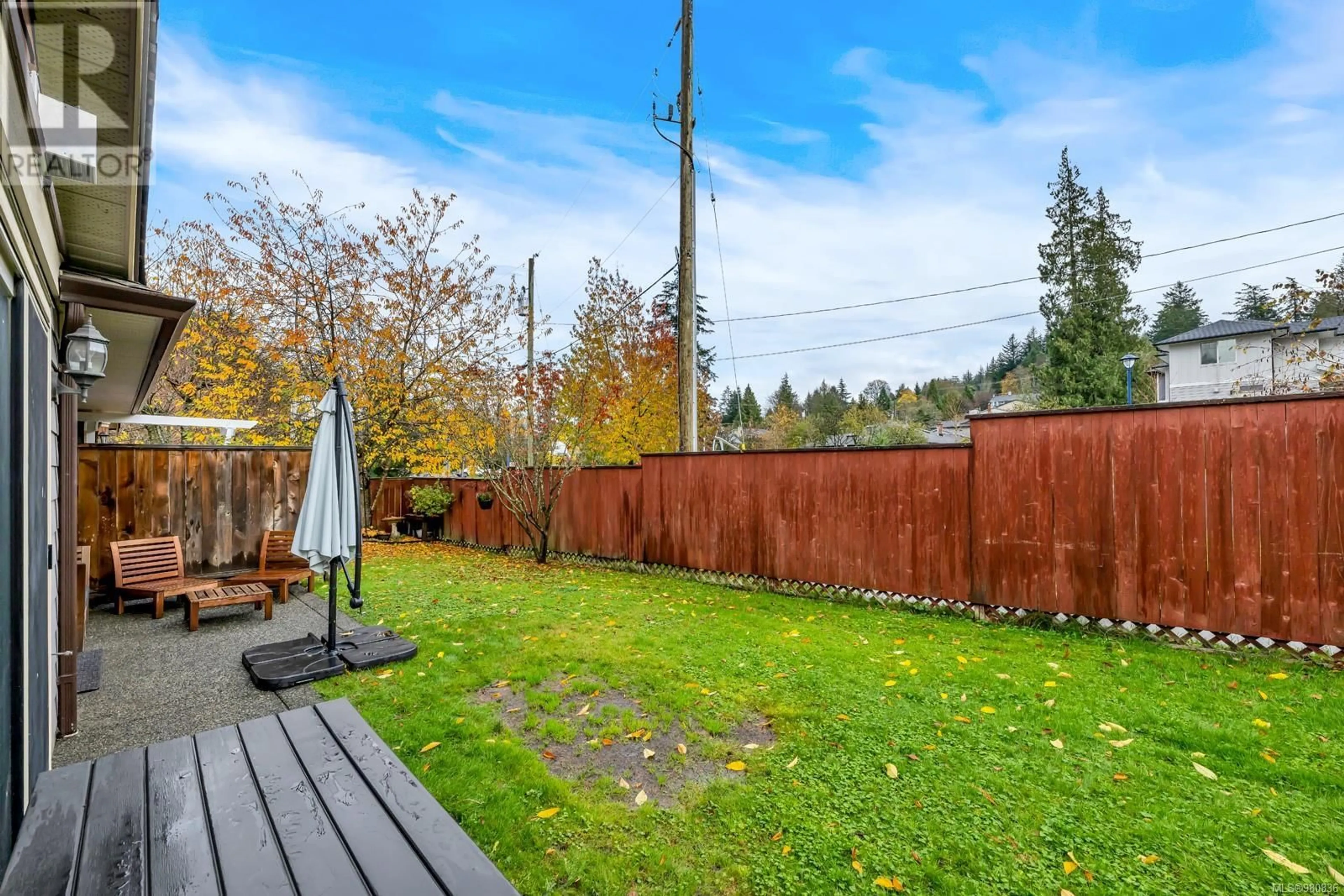 Patio, the fenced backyard for 3229 Ernhill Pl, Langford British Columbia V9C3N8