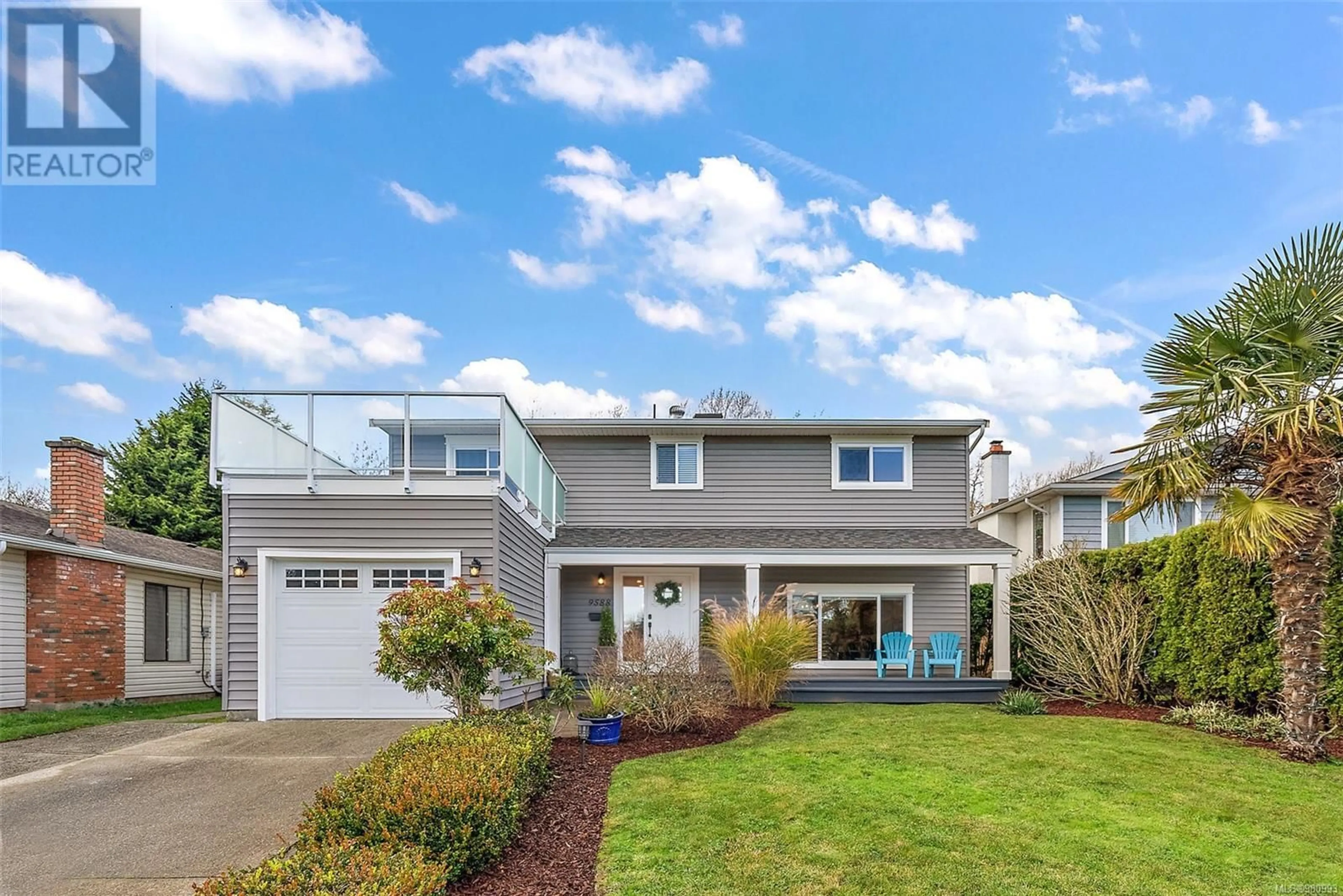 Frontside or backside of a home, the fenced backyard for 9588 Northlawn Terr, Sidney British Columbia V8L2S5