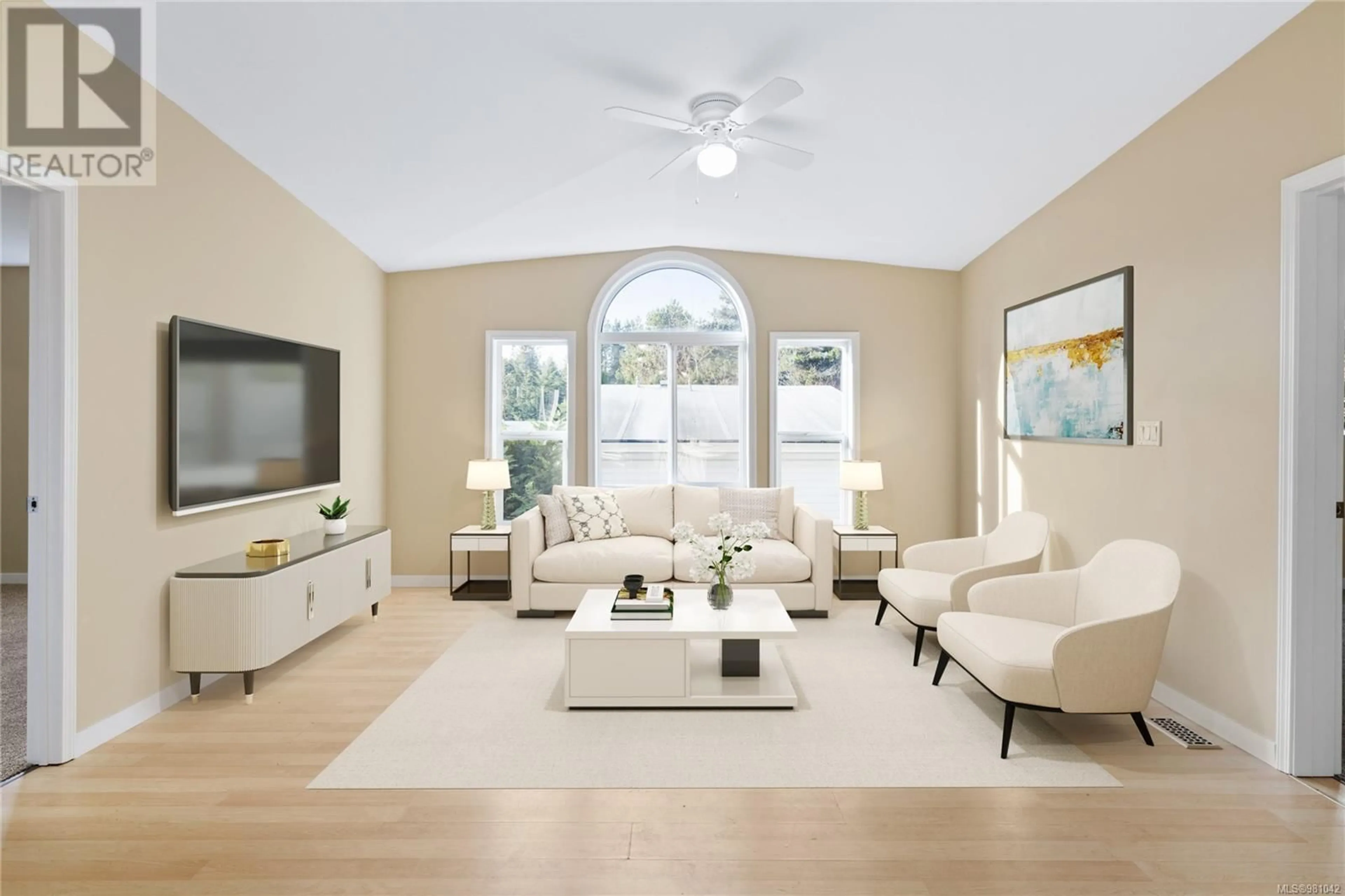 Living room, wood floors for 6 2100 Errington Rd, Errington British Columbia V0R1V0