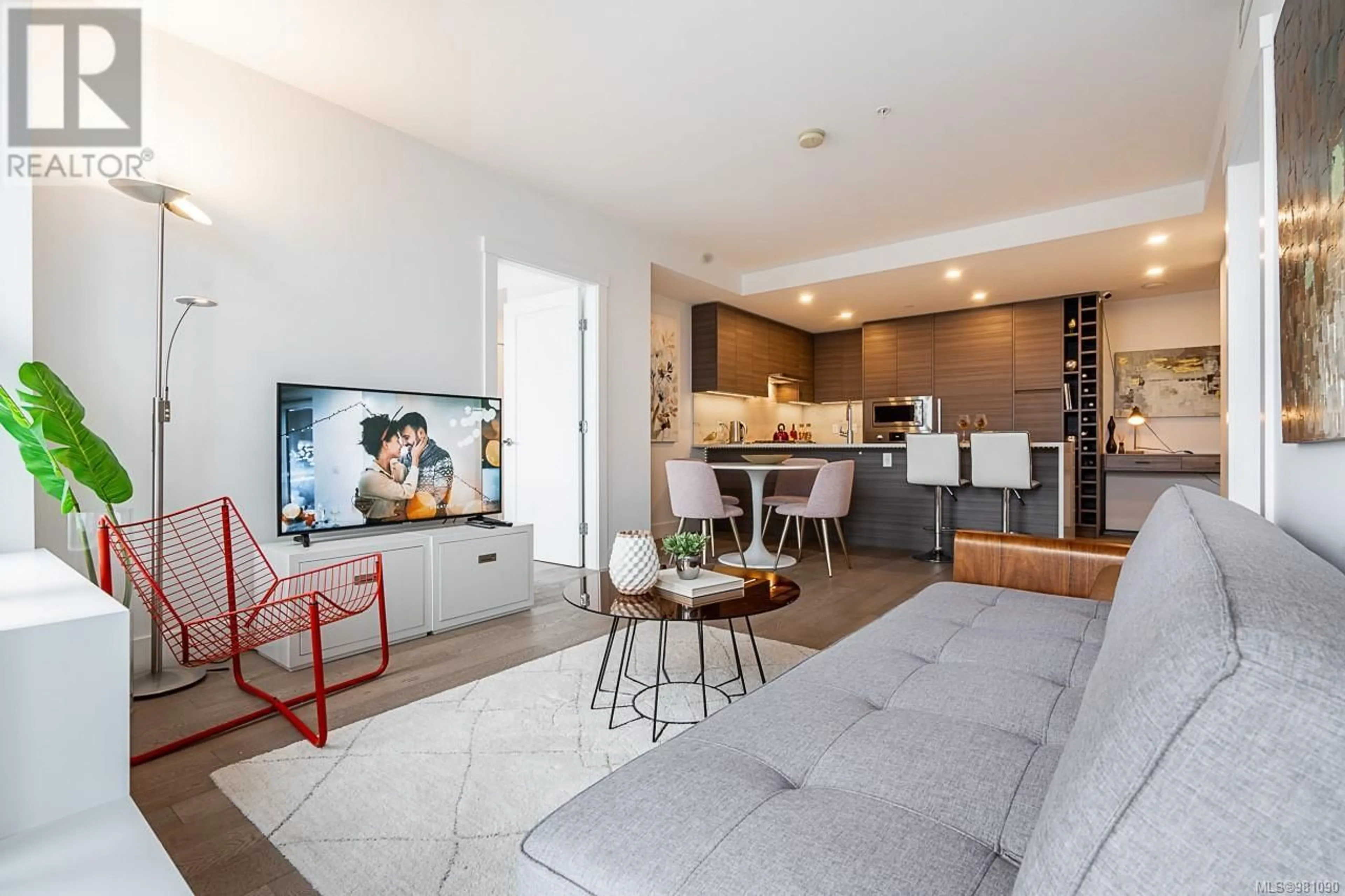 Living room, wood floors for 2303 777 Herald St, Victoria British Columbia V8T0C7