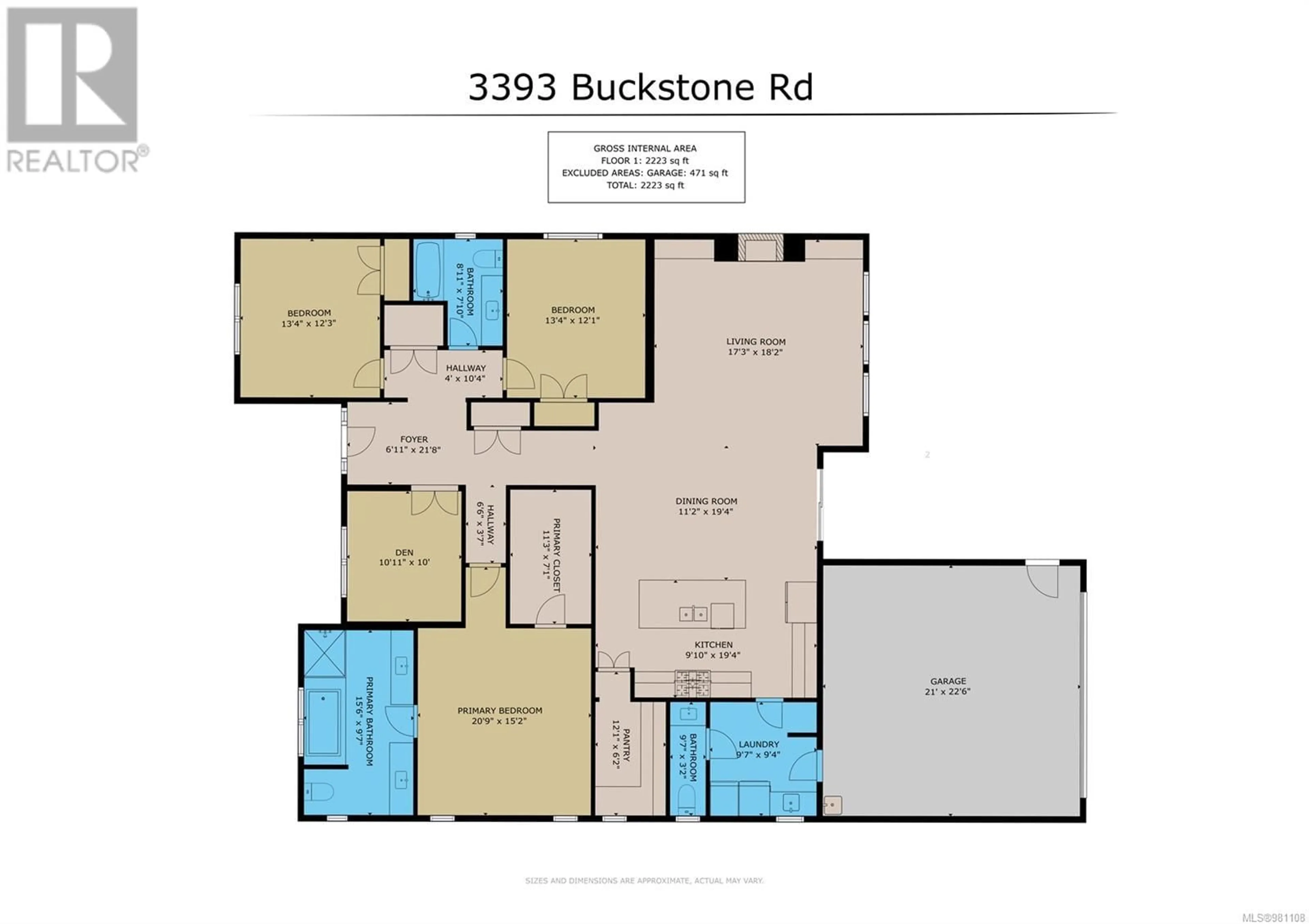 Floor plan for 3993 Buckstone Rd, Courtenay British Columbia V9N0B7