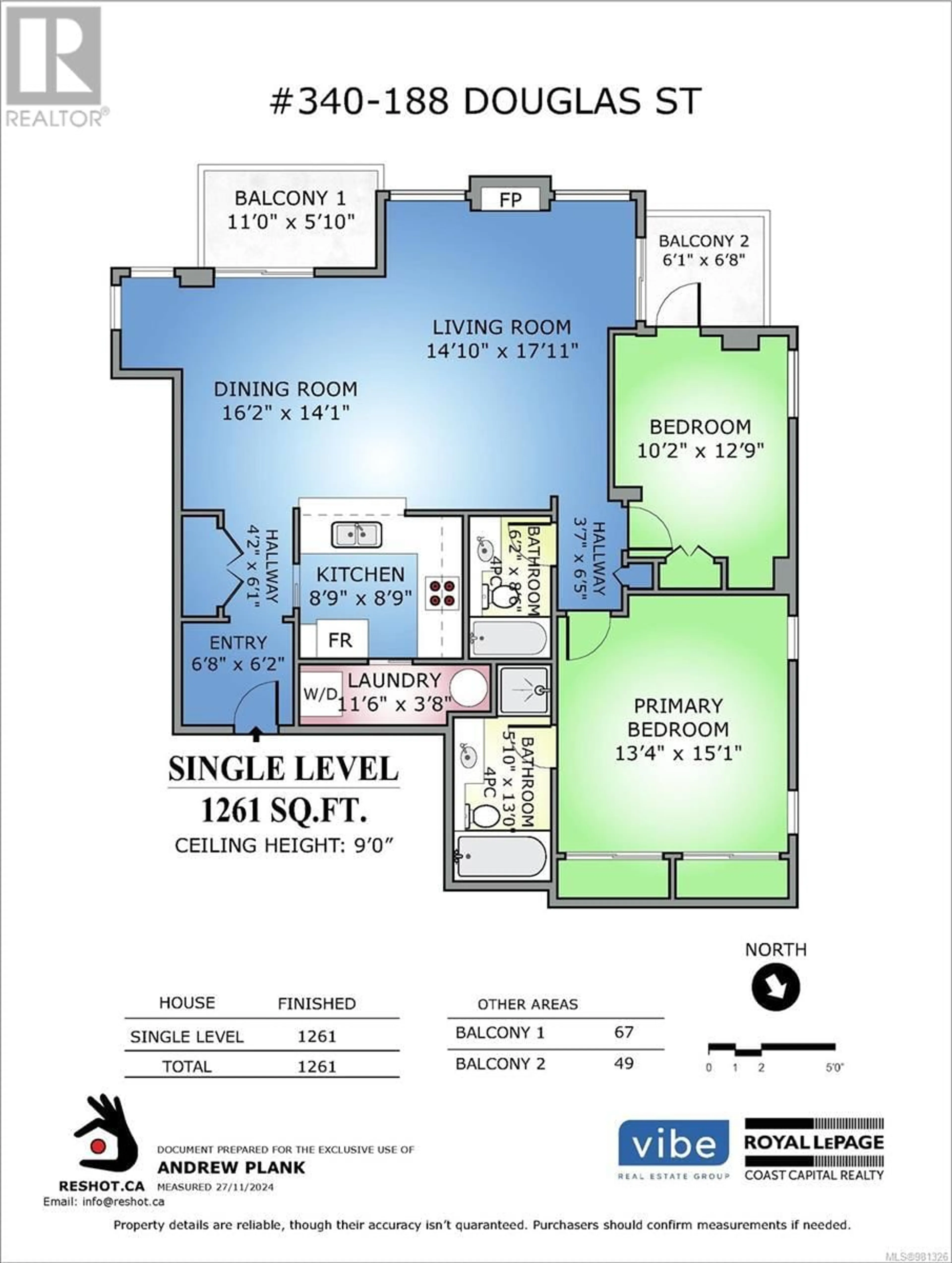 Floor plan for 340 188 Douglas St, Victoria British Columbia V8V2P1