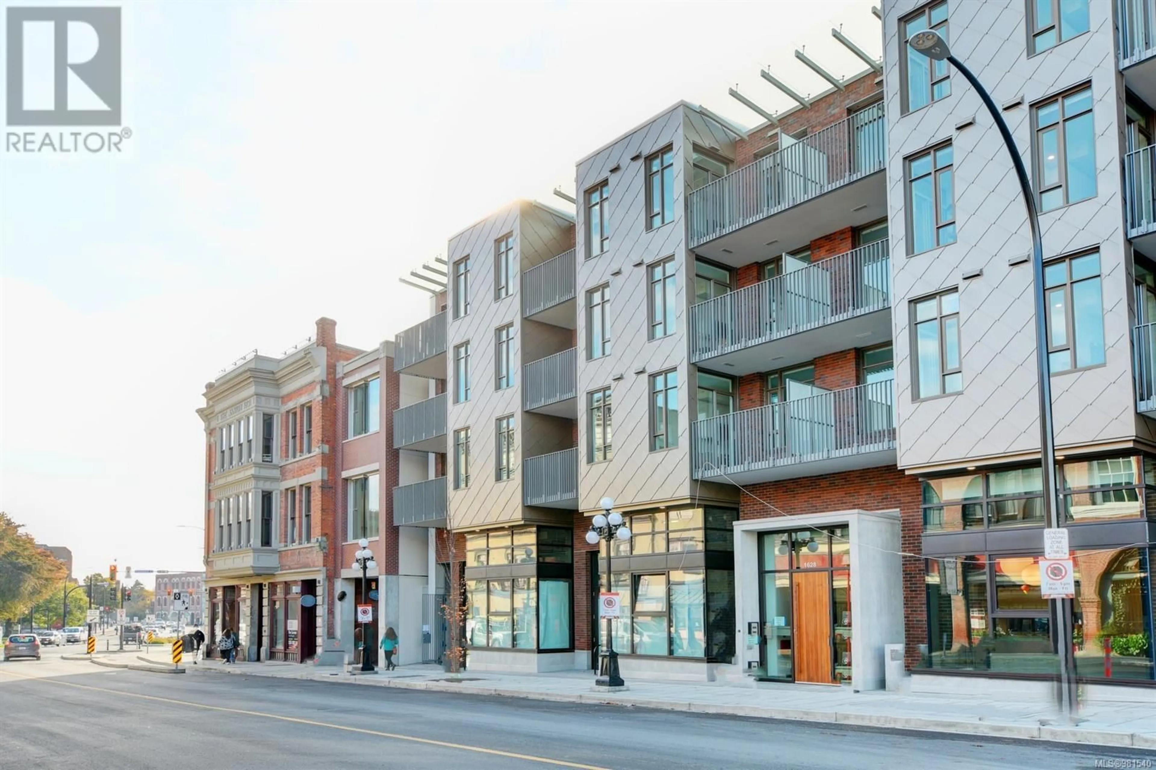 A pic from exterior of the house or condo, the front or back of building for 401 1628 Store St, Victoria British Columbia V8W3K3