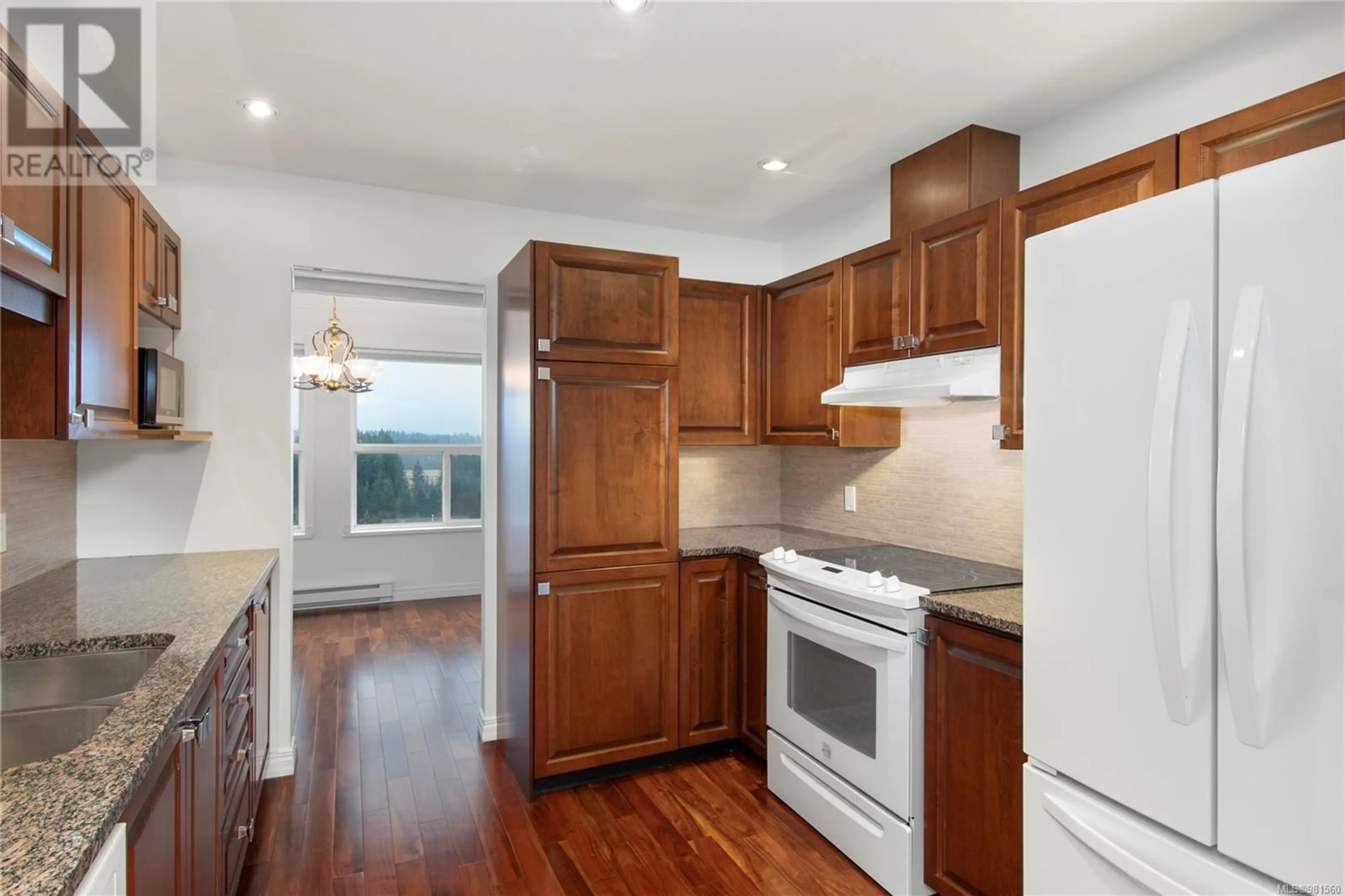 Open concept kitchen for 413 280 Dogwood St S, Campbell River British Columbia V9W6Y7