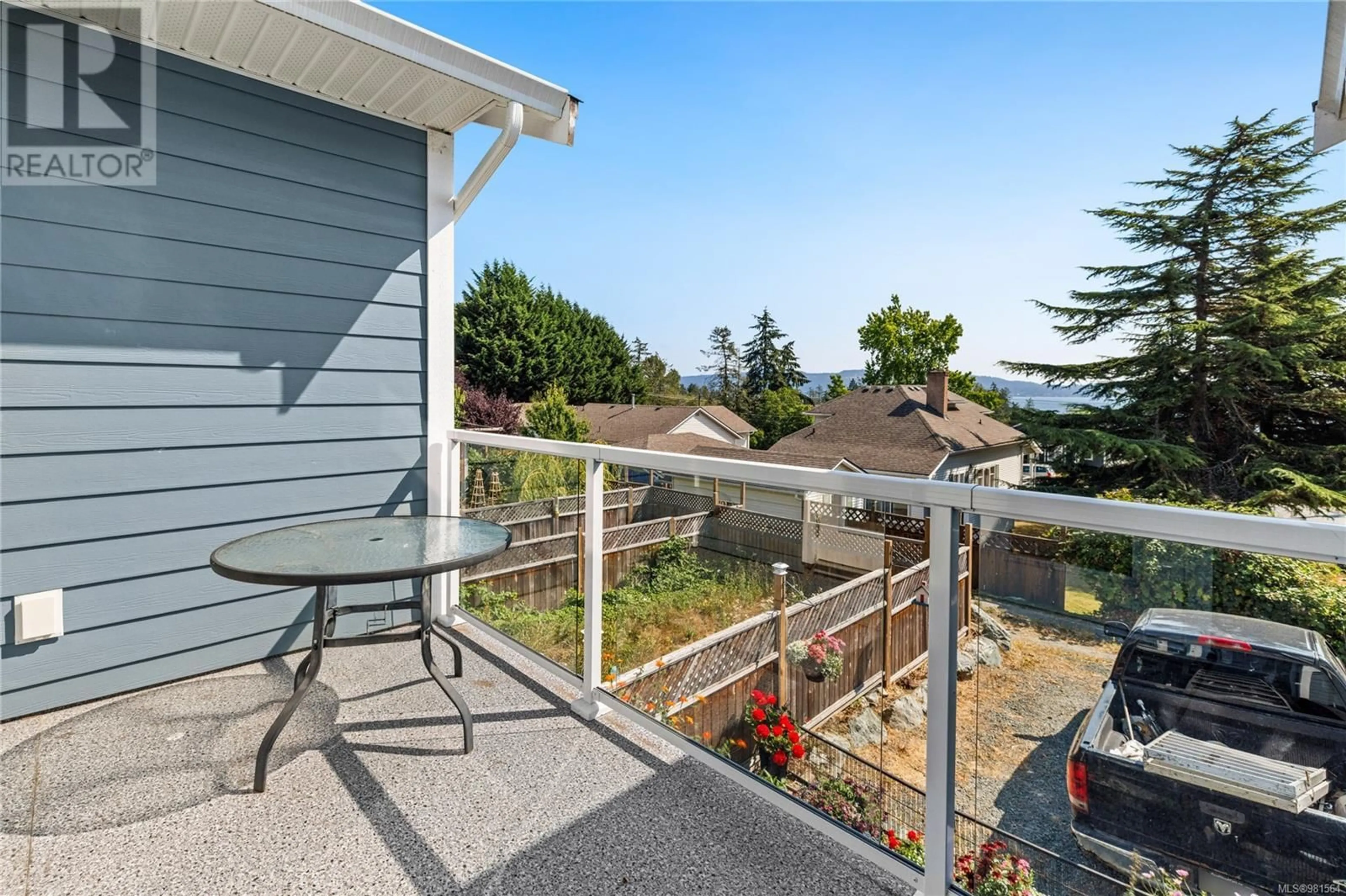 Patio, the fenced backyard for 8131 Edmund St, Crofton British Columbia V0R1R0