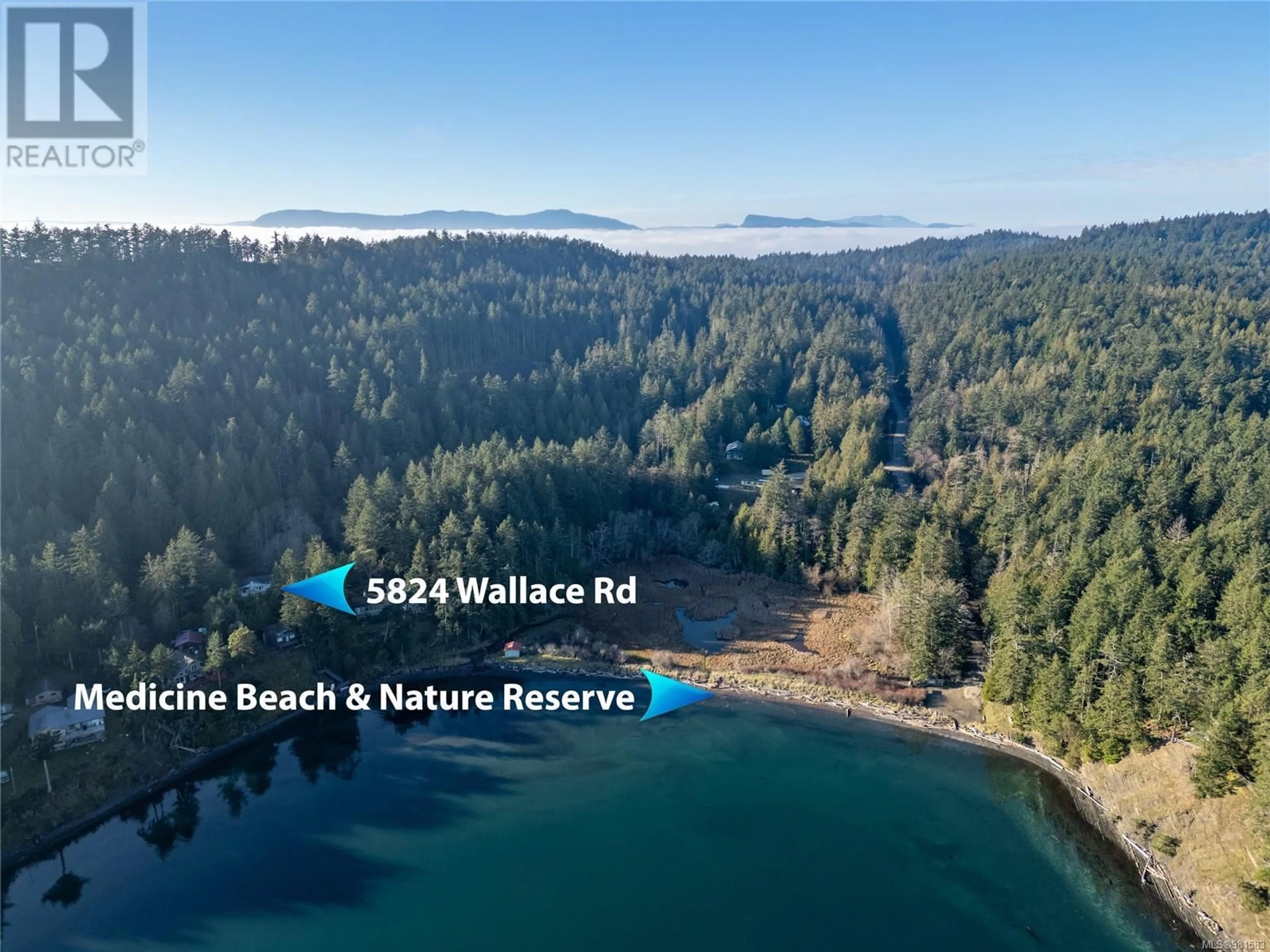 A pic from outside/outdoor area/front of a property/back of a property/a pic from drone, water/lake/river/ocean view for 5824 Wallace Rd, Pender Island British Columbia V0N2M2