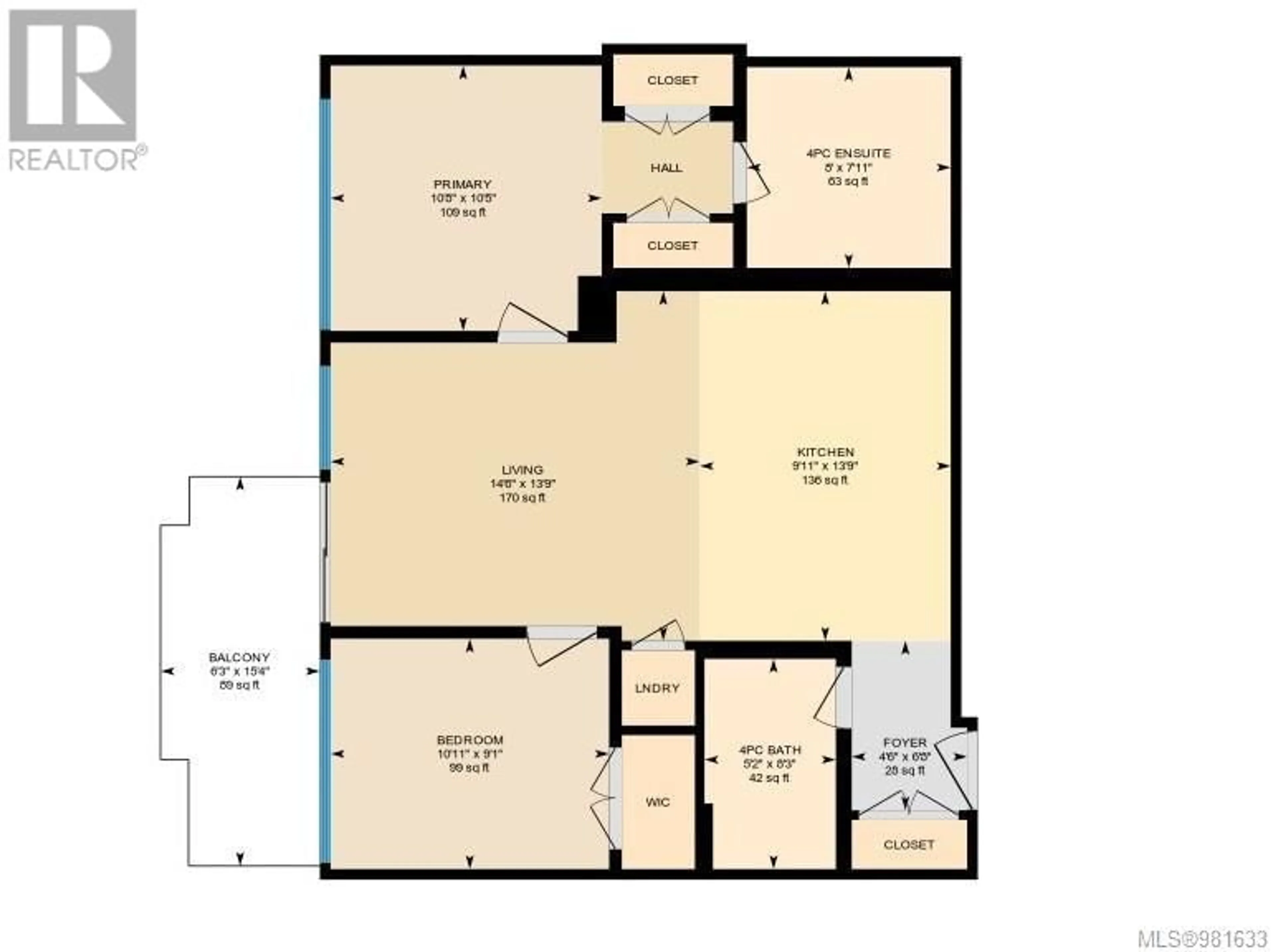 Floor plan for 2103 777 Herald St, Victoria British Columbia V8T0C7