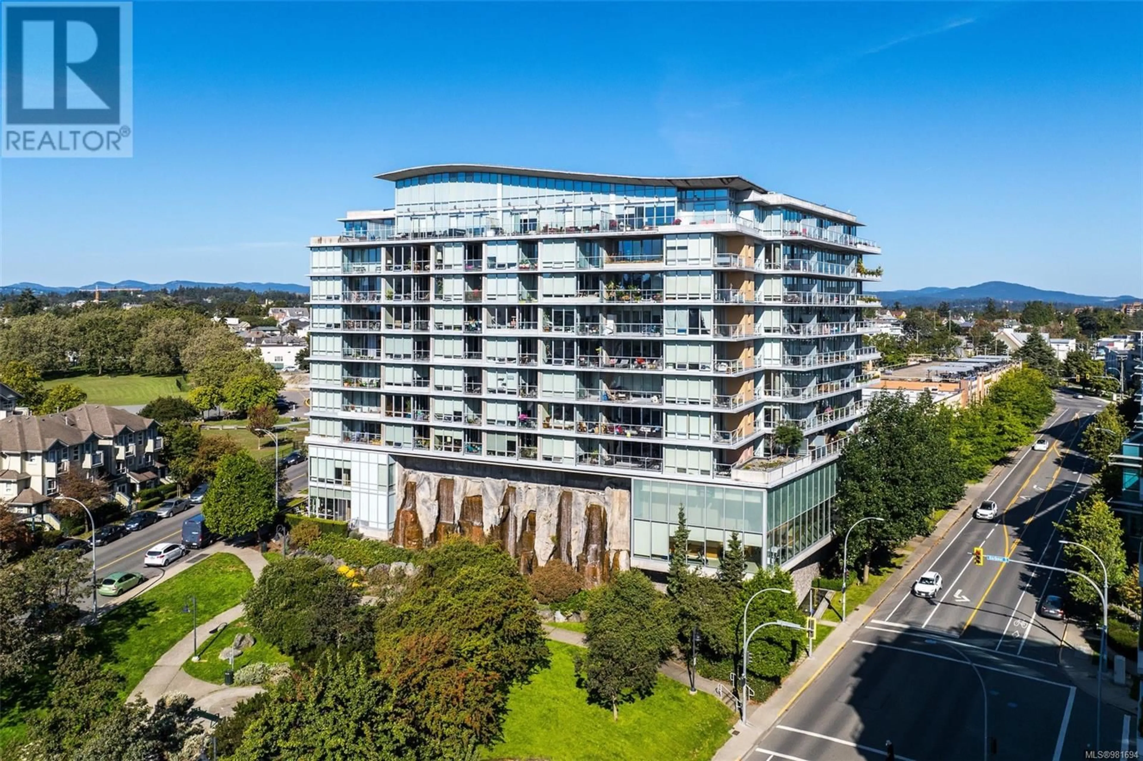 A pic from outside/outdoor area/front of a property/back of a property/a pic from drone, city buildings view from balcony for 611 160 Wilson St, Victoria British Columbia V9A7P9