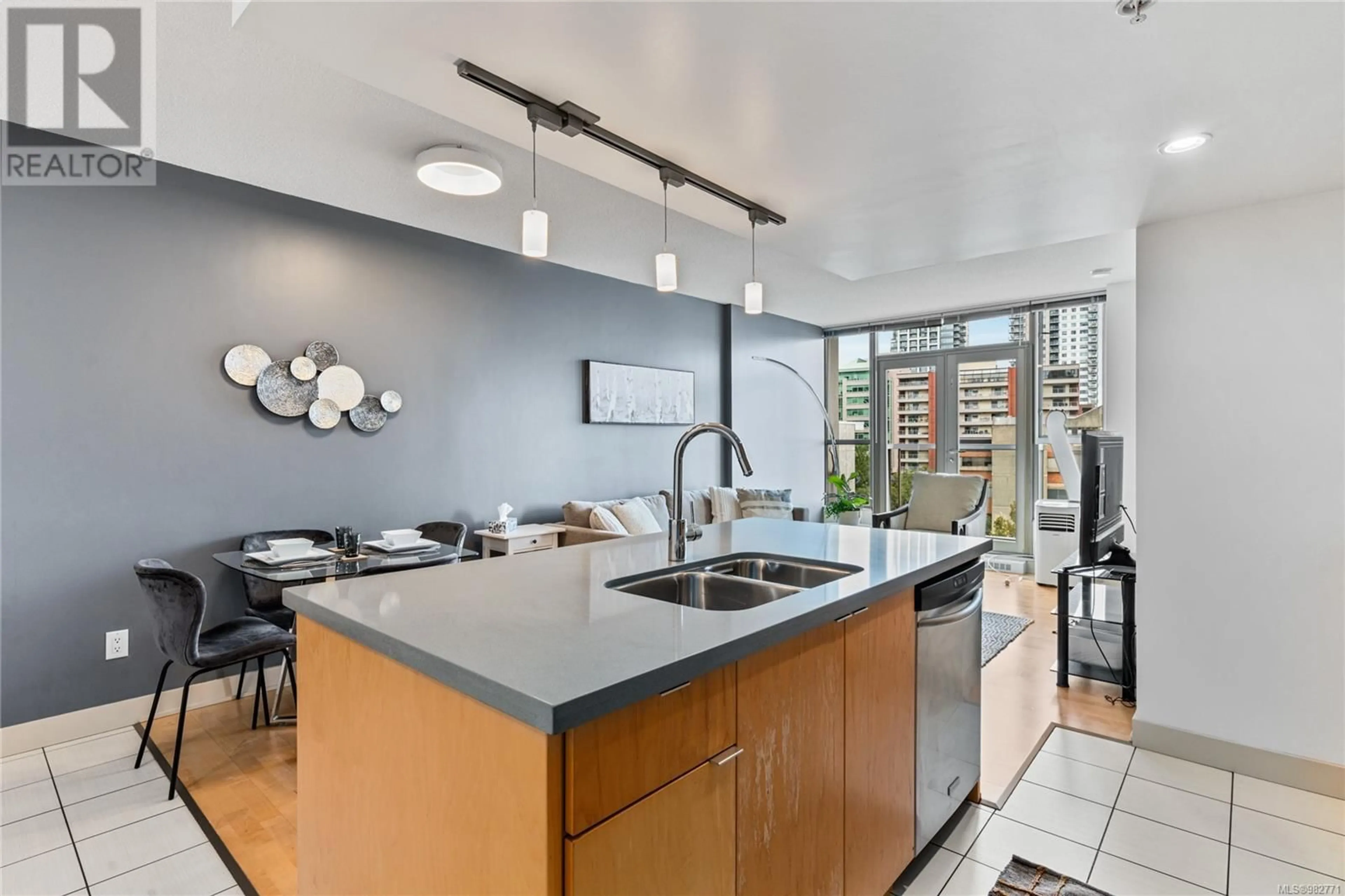 Open concept kitchen for 505 760 Johnson St, Victoria British Columbia V8W0A4