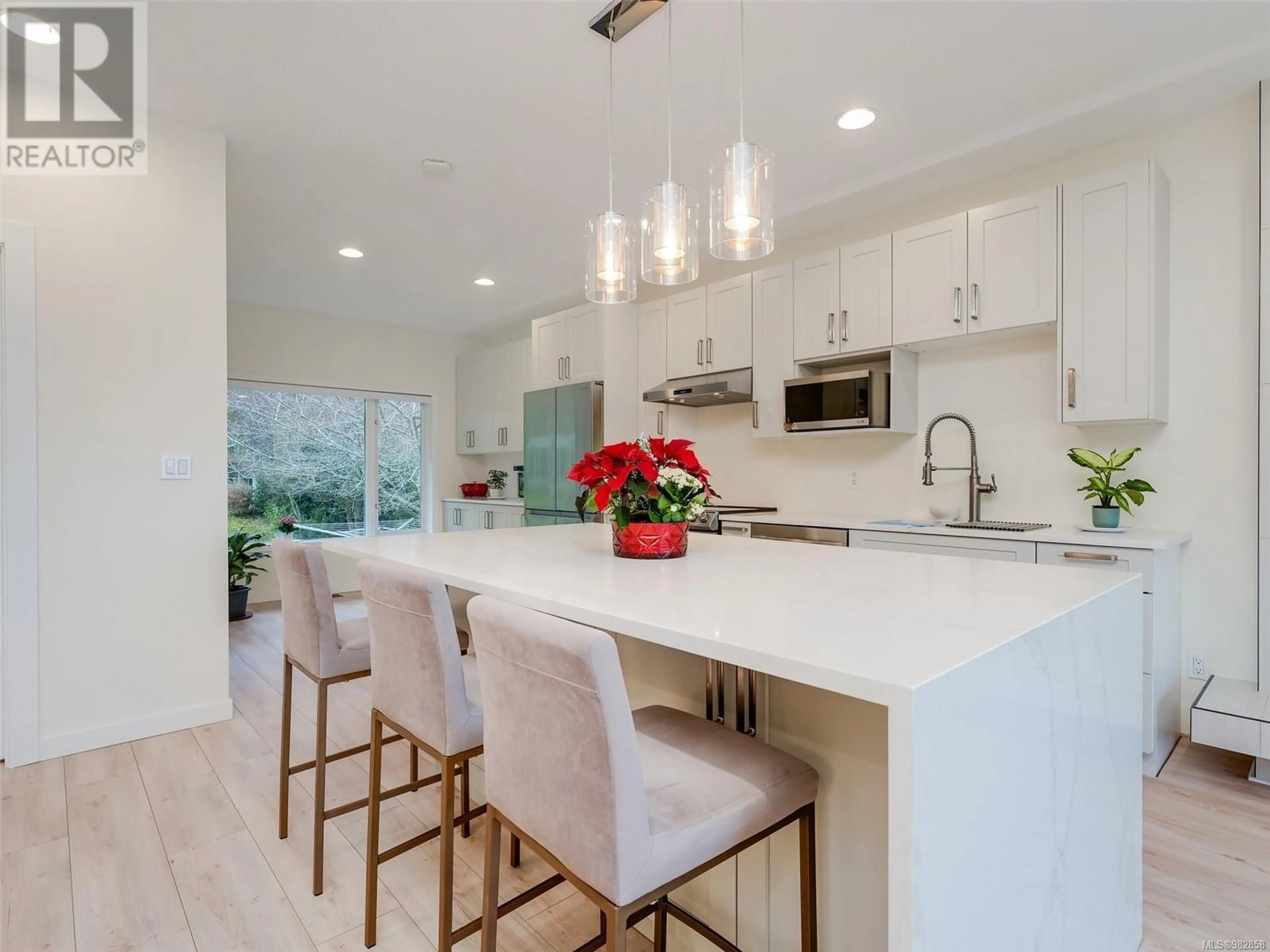 Contemporary kitchen, ceramic/tile floor for 4940 Cordova Bay Rd, Saanich British Columbia V8Y2K2