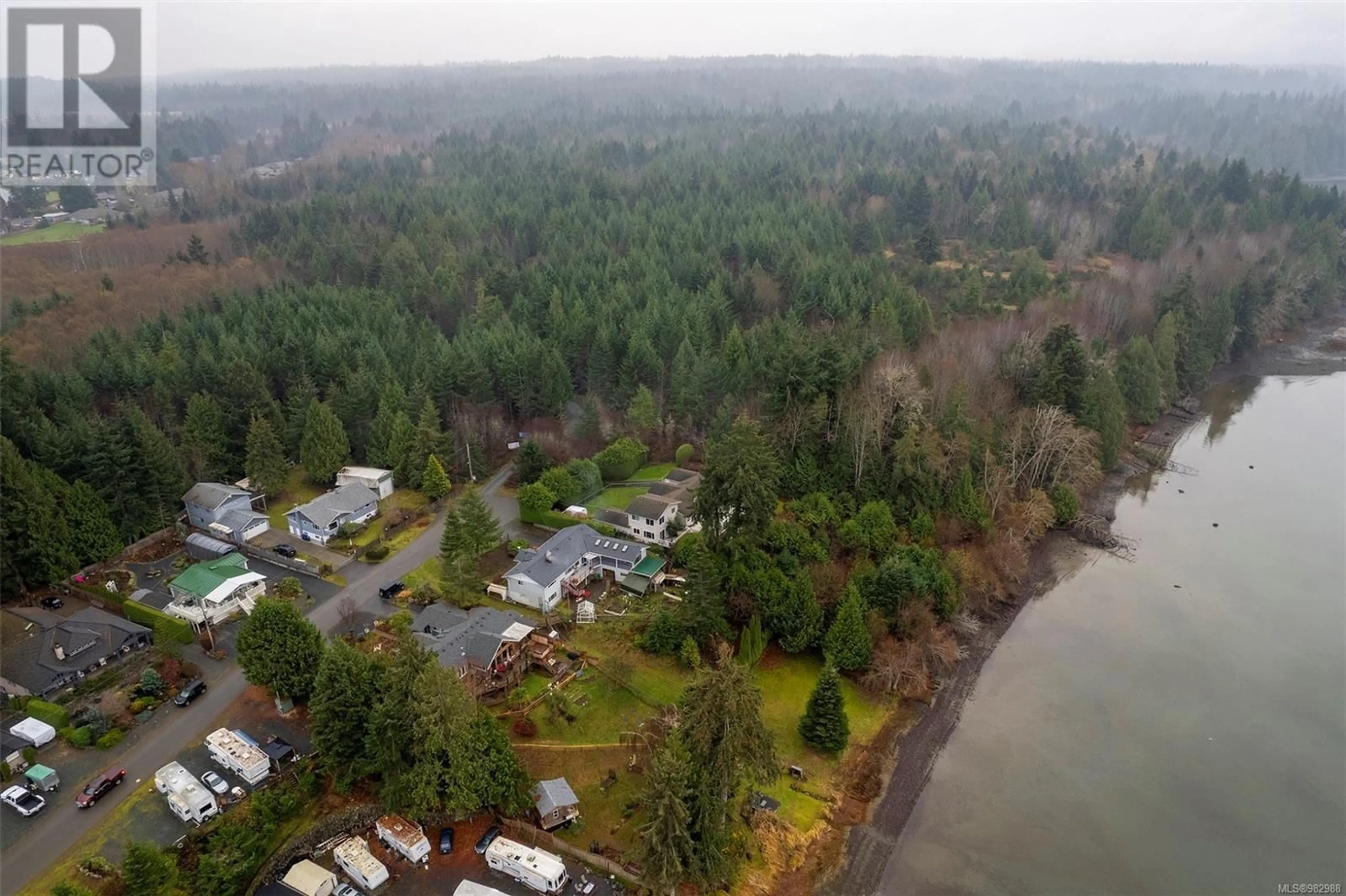 A pic from outside/outdoor area/front of a property/back of a property/a pic from drone, water/lake/river/ocean view for 196 Crome Point Rd, Bowser British Columbia V0R1G0