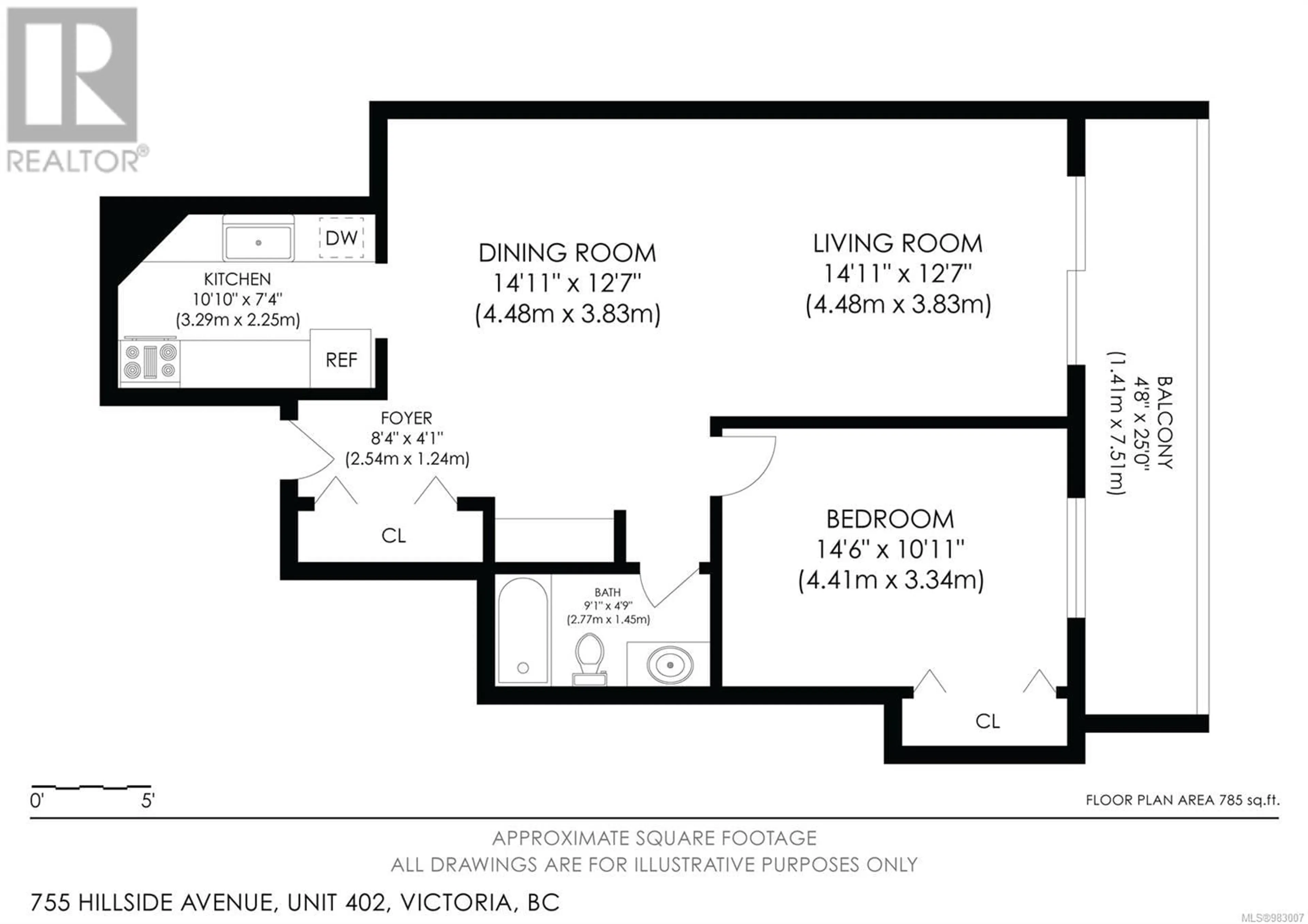 Floor plan for 402 755 Hillside Ave, Victoria British Columbia V8T5B3