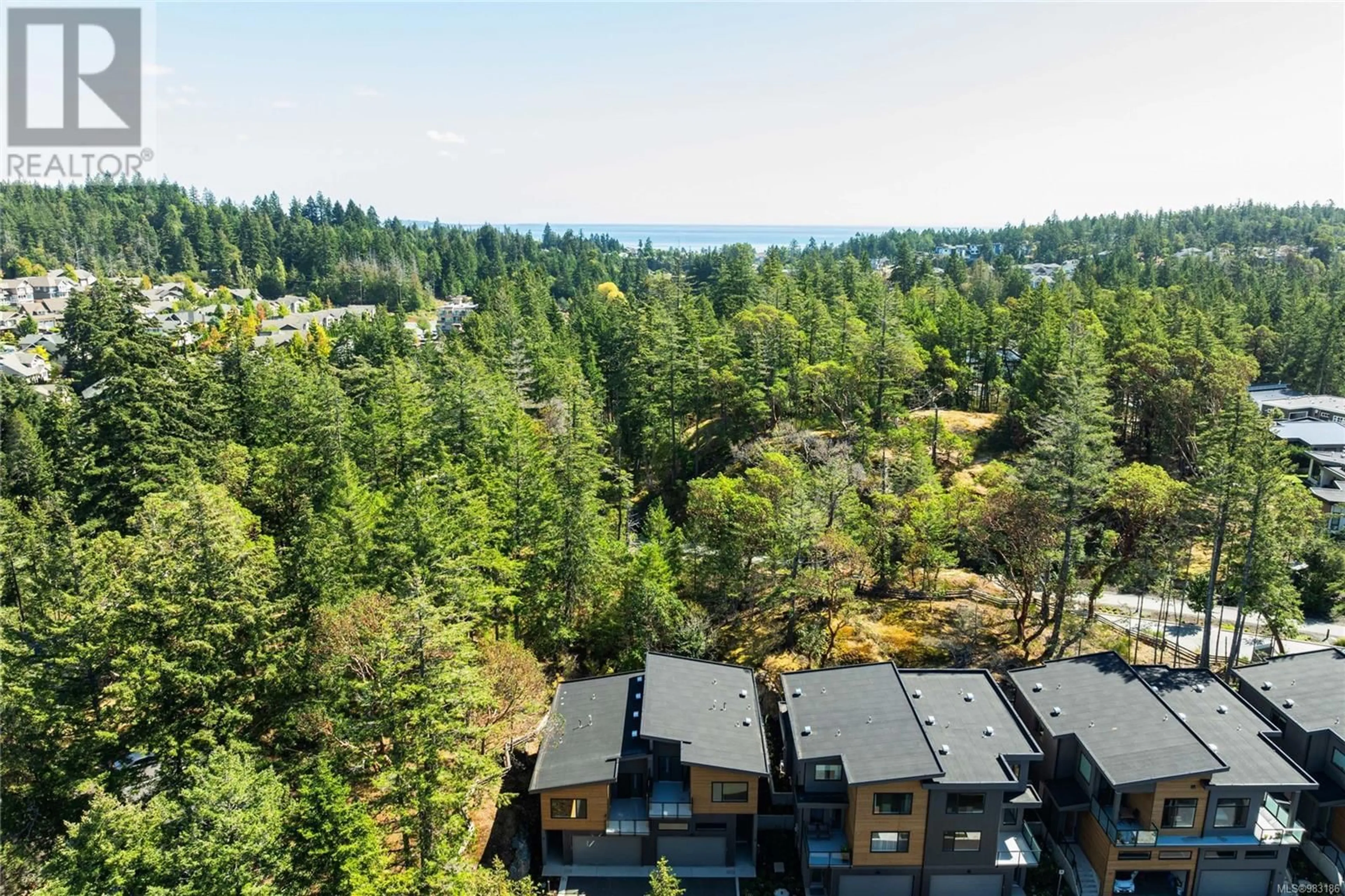 A pic from outside/outdoor area/front of a property/back of a property/a pic from drone, forest/trees view for 20 3921 Olympian Way, Colwood British Columbia V9C0T1