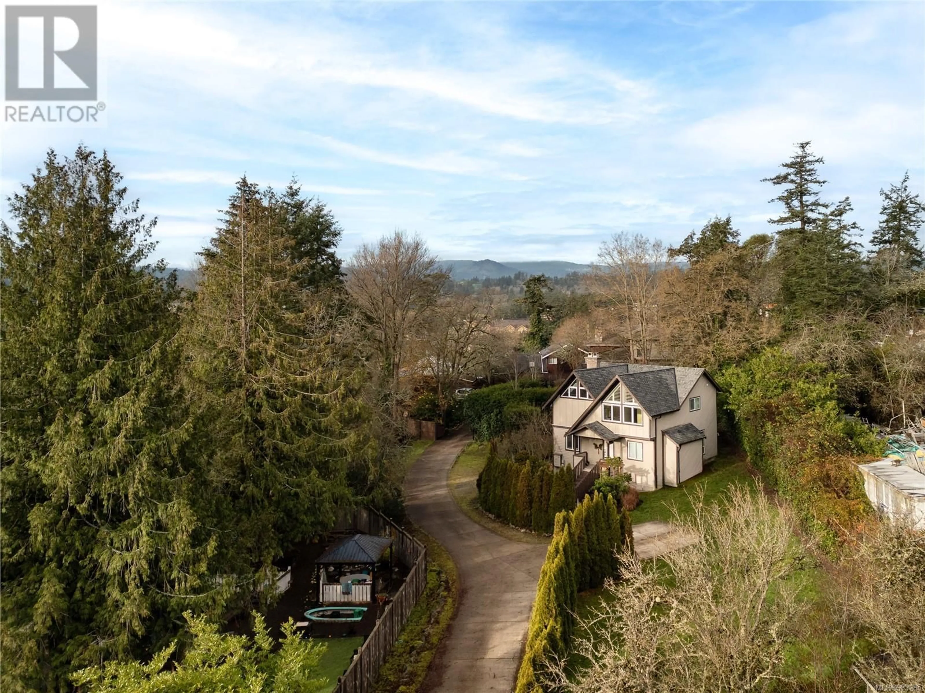 A pic from outside/outdoor area/front of a property/back of a property/a pic from drone, unknown for 2 HOBBIT LANE, View Royal British Columbia V8Z5C7