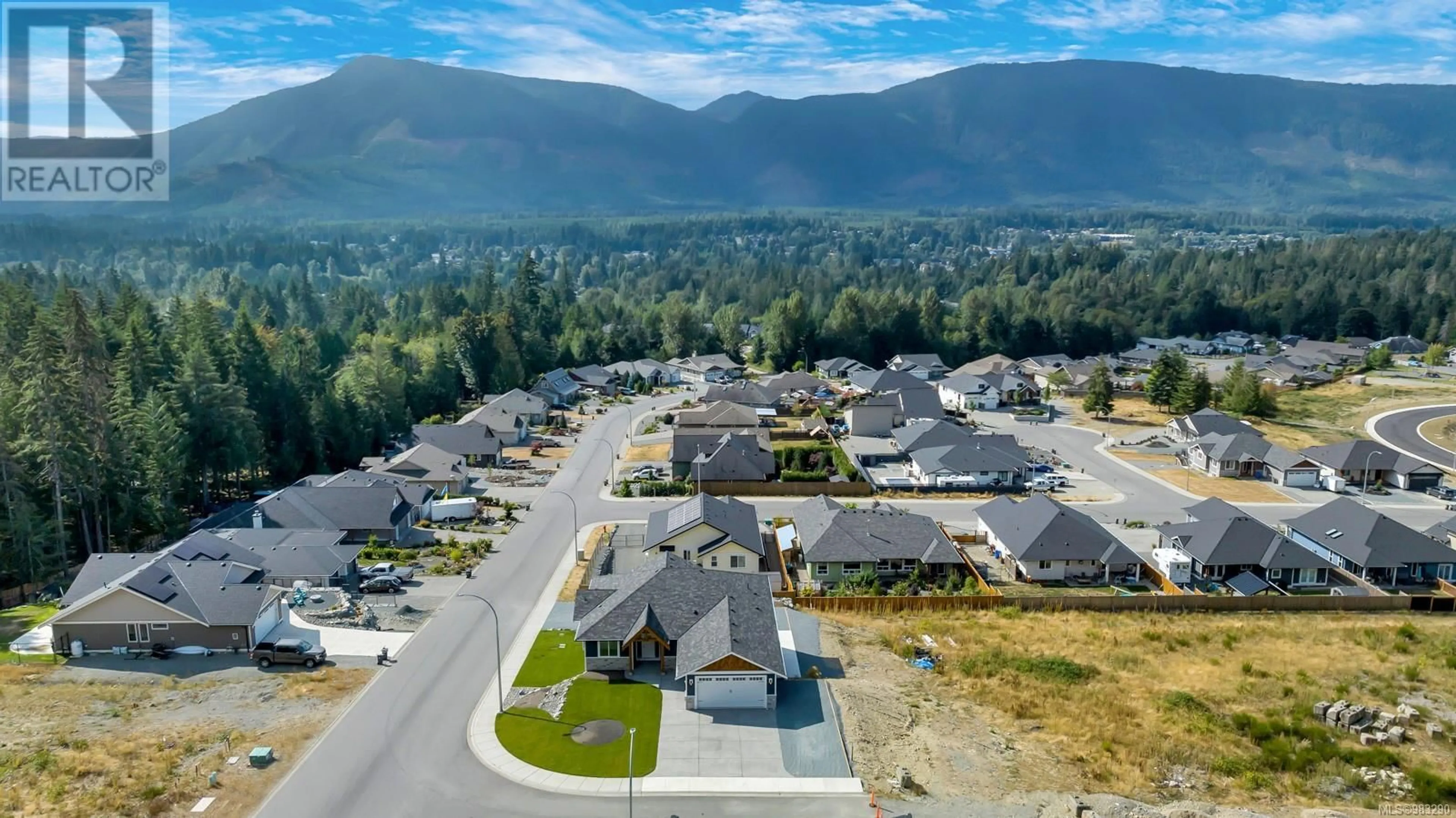 A pic from outside/outdoor area/front of a property/back of a property/a pic from drone, mountain view for 708 Mountain View Dr N, Lake Cowichan British Columbia V0R2G0