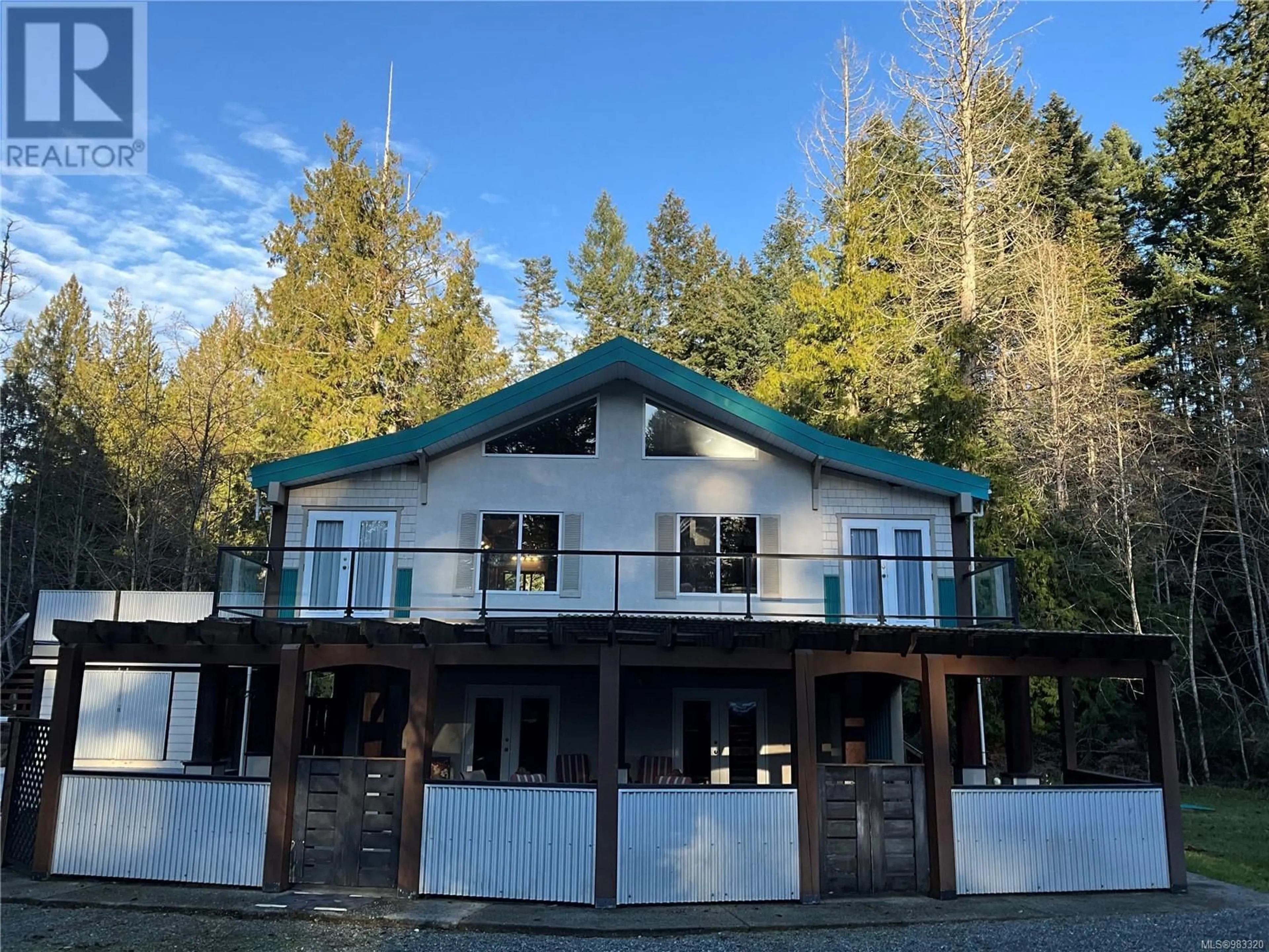 A pic from outside/outdoor area/front of a property/back of a property/a pic from drone, mountain view for 1445 Hess Rd, Gabriola Island British Columbia V0R1X6