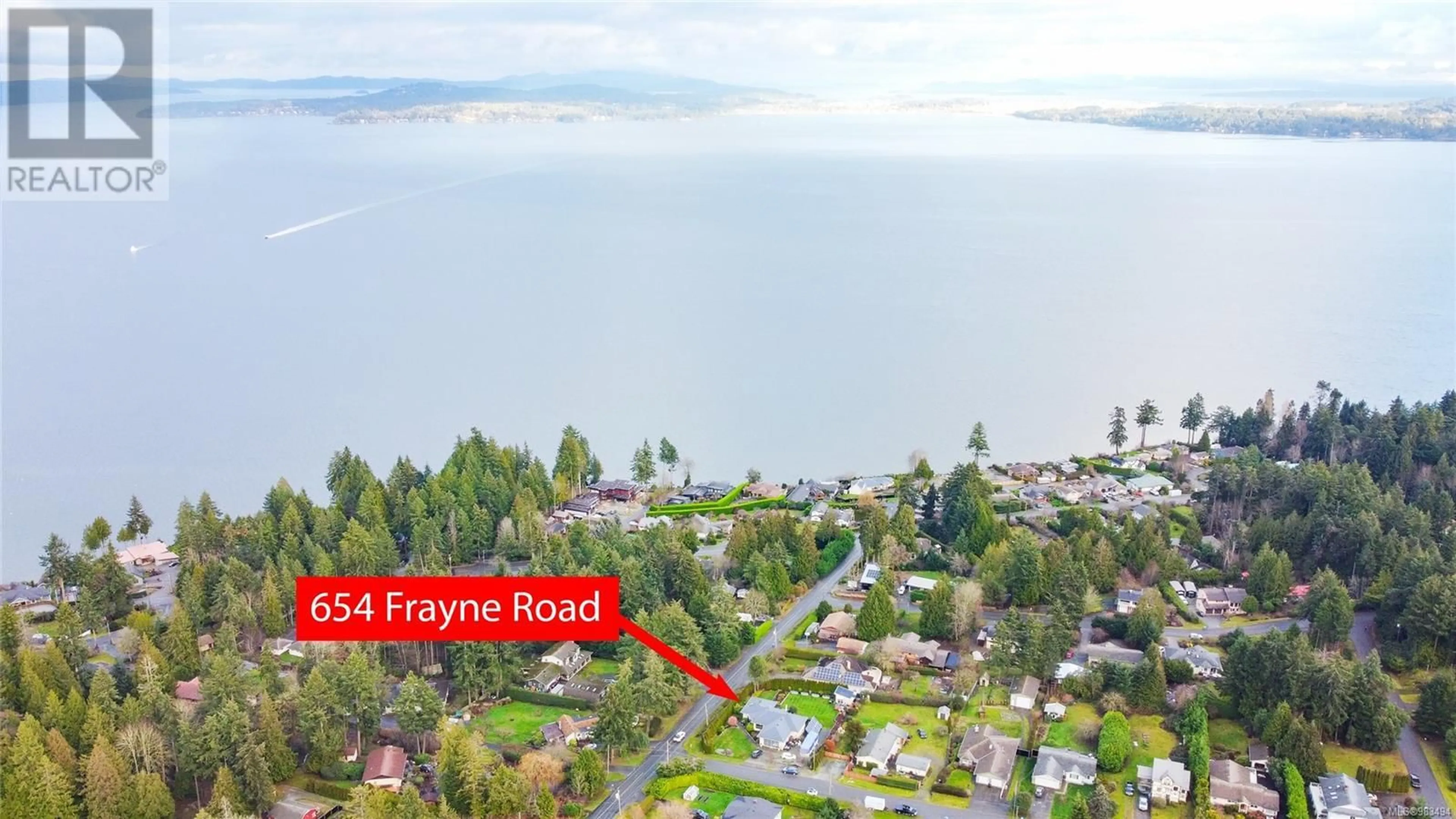 A pic from outside/outdoor area/front of a property/back of a property/a pic from drone, water/lake/river/ocean view for 654 Frayne Rd, Mill Bay British Columbia V0R2P4