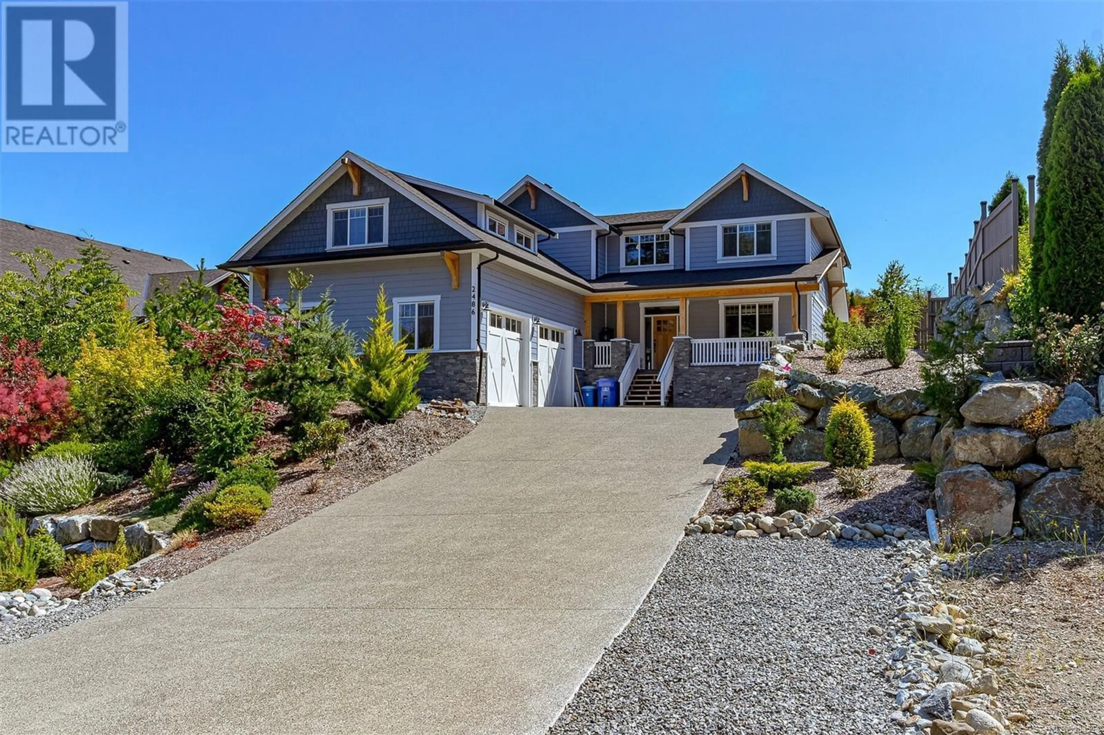 Home with vinyl exterior material, street for 2486 Blairgowrie Rd, Mill Bay British Columbia V0R2P1