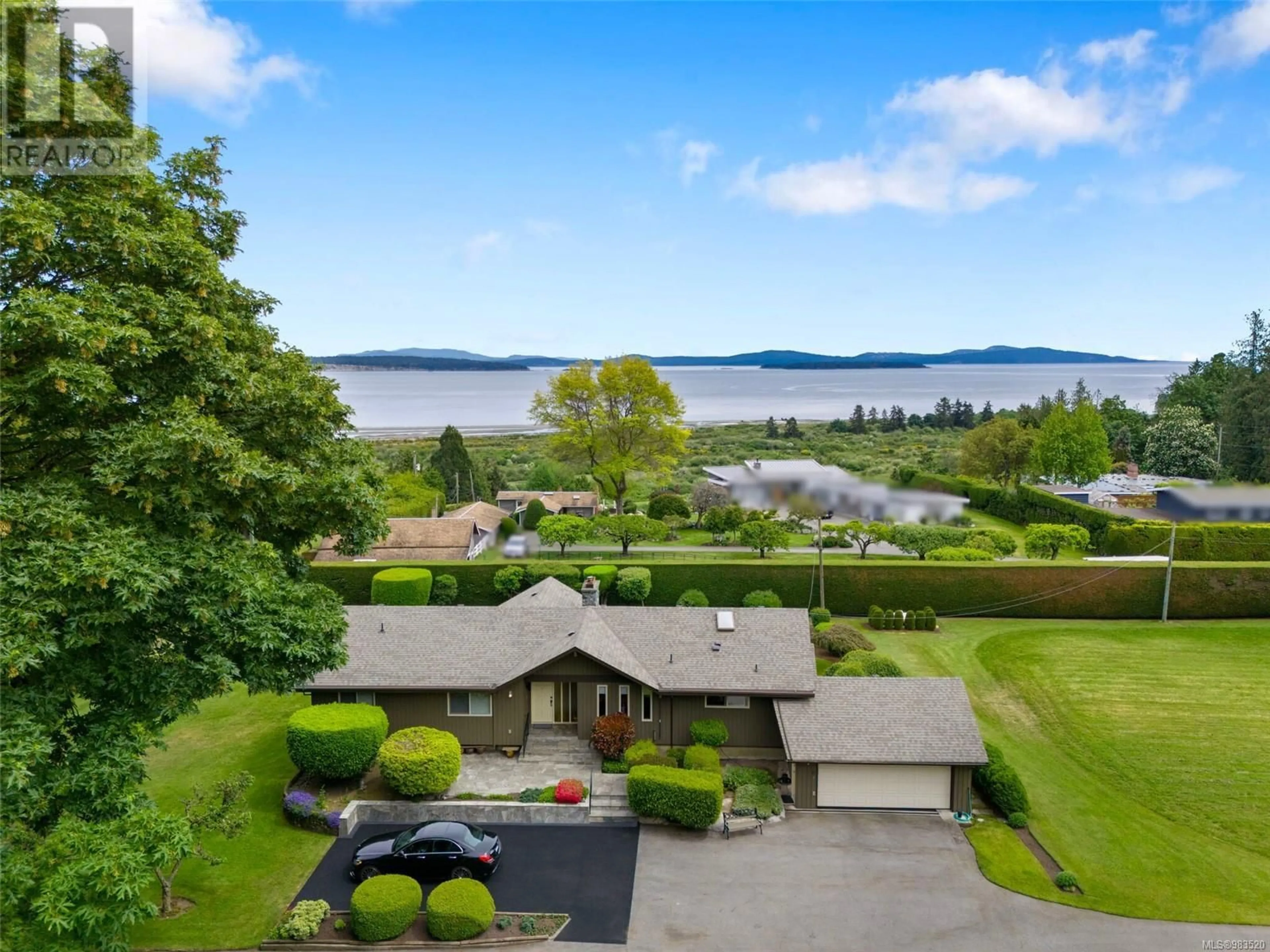 A pic from outside/outdoor area/front of a property/back of a property/a pic from drone, water/lake/river/ocean view for 2938 Lamont Rd, Central Saanich British Columbia V8M1W5