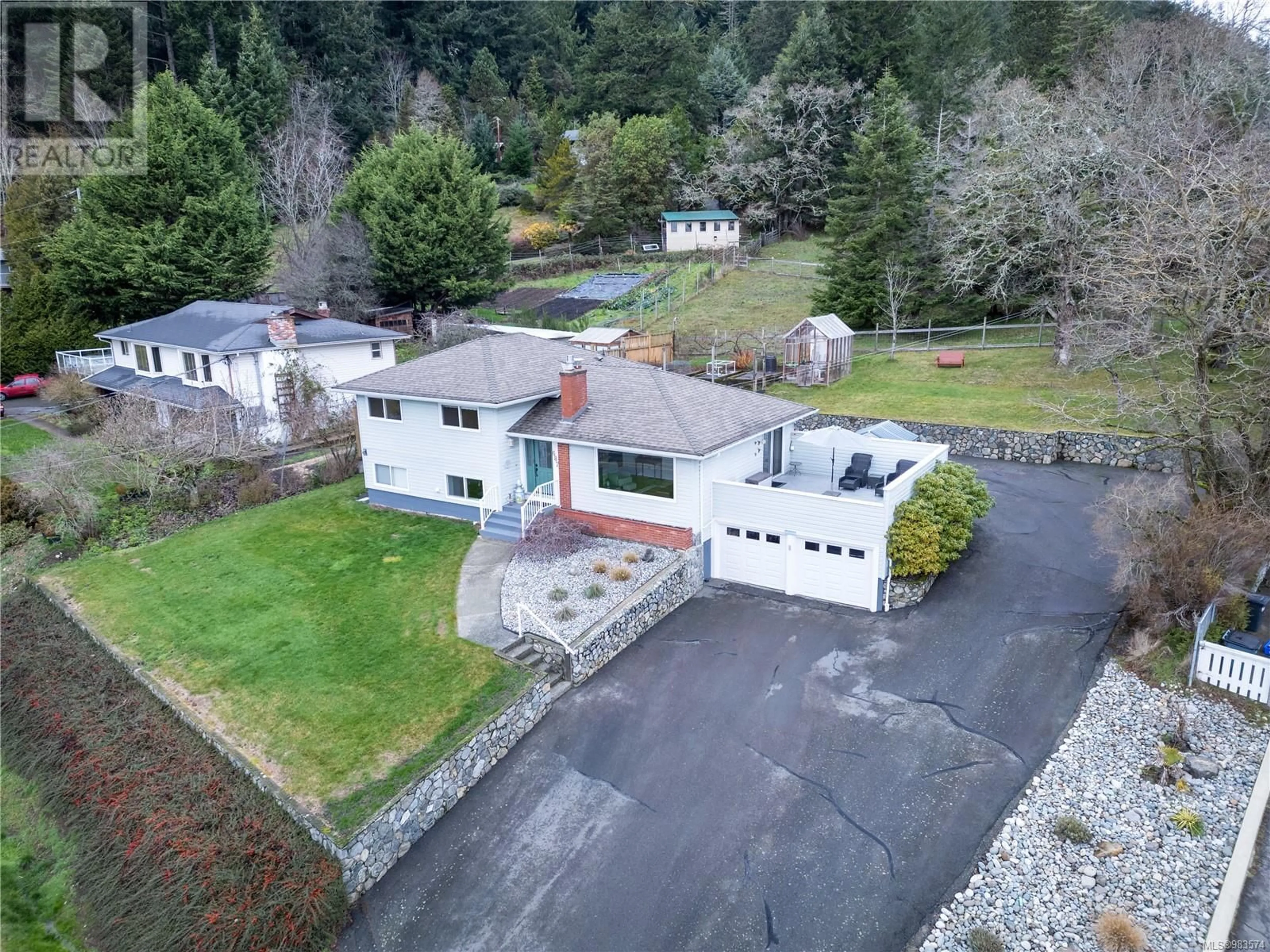 A pic from outside/outdoor area/front of a property/back of a property/a pic from drone, unknown for 687 Pears Rd, Metchosin British Columbia V9C3Z6