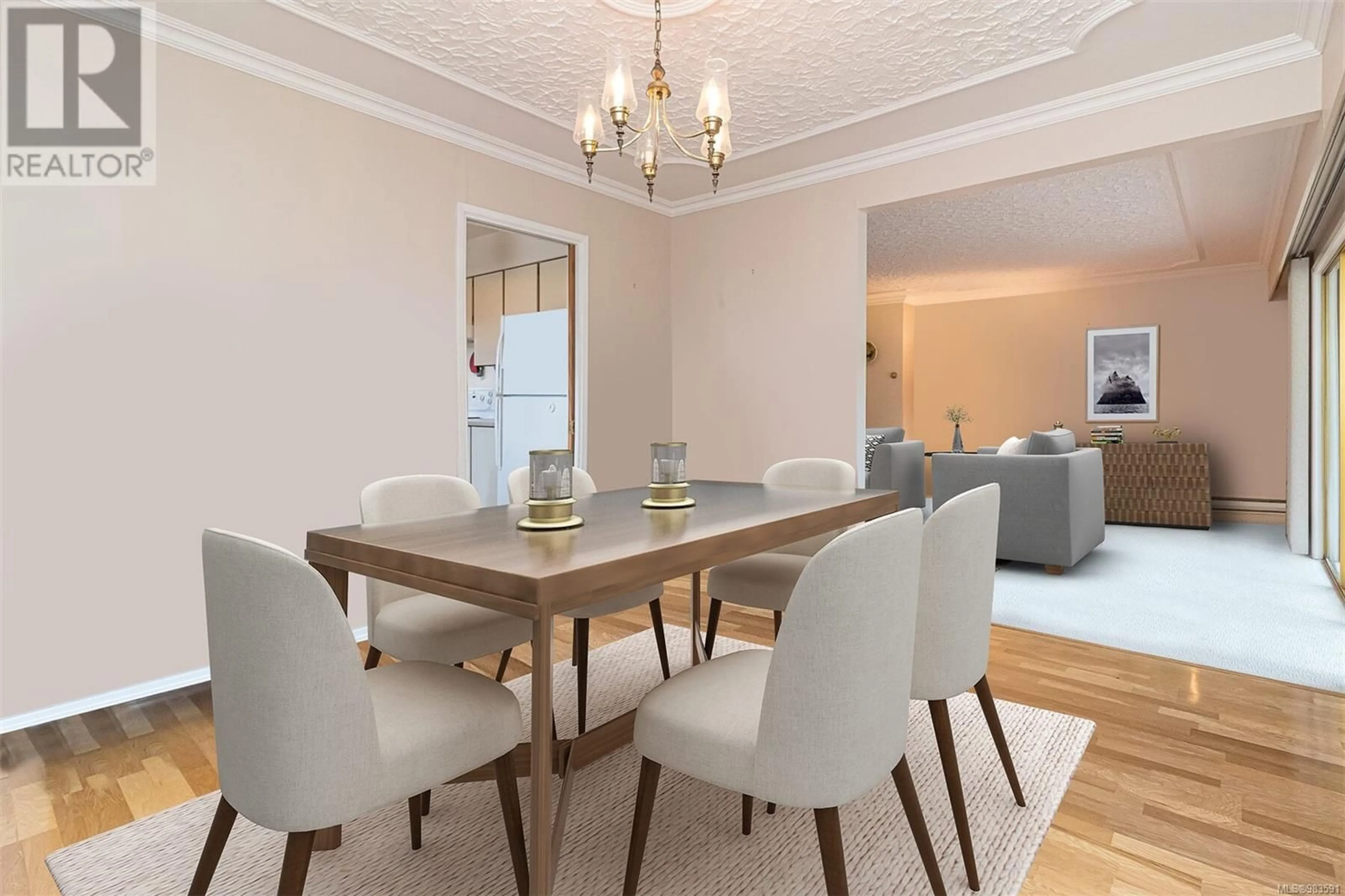 Dining room, wood/laminate floor for 401 978 Heywood Ave, Victoria British Columbia V8V2Y4