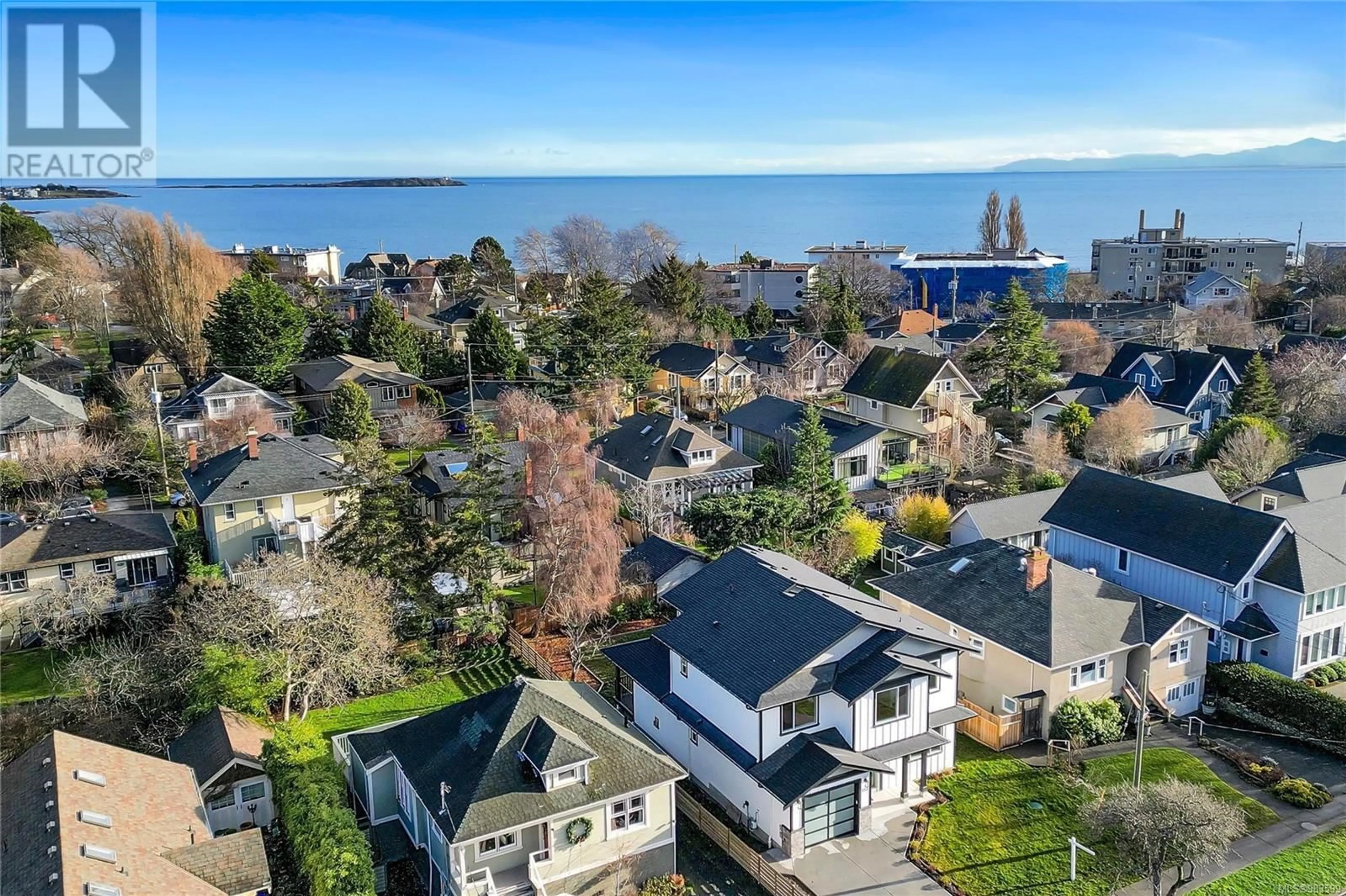 A pic from outside/outdoor area/front of a property/back of a property/a pic from drone, water/lake/river/ocean view for 153 Olive St, Victoria British Columbia V8S3H4