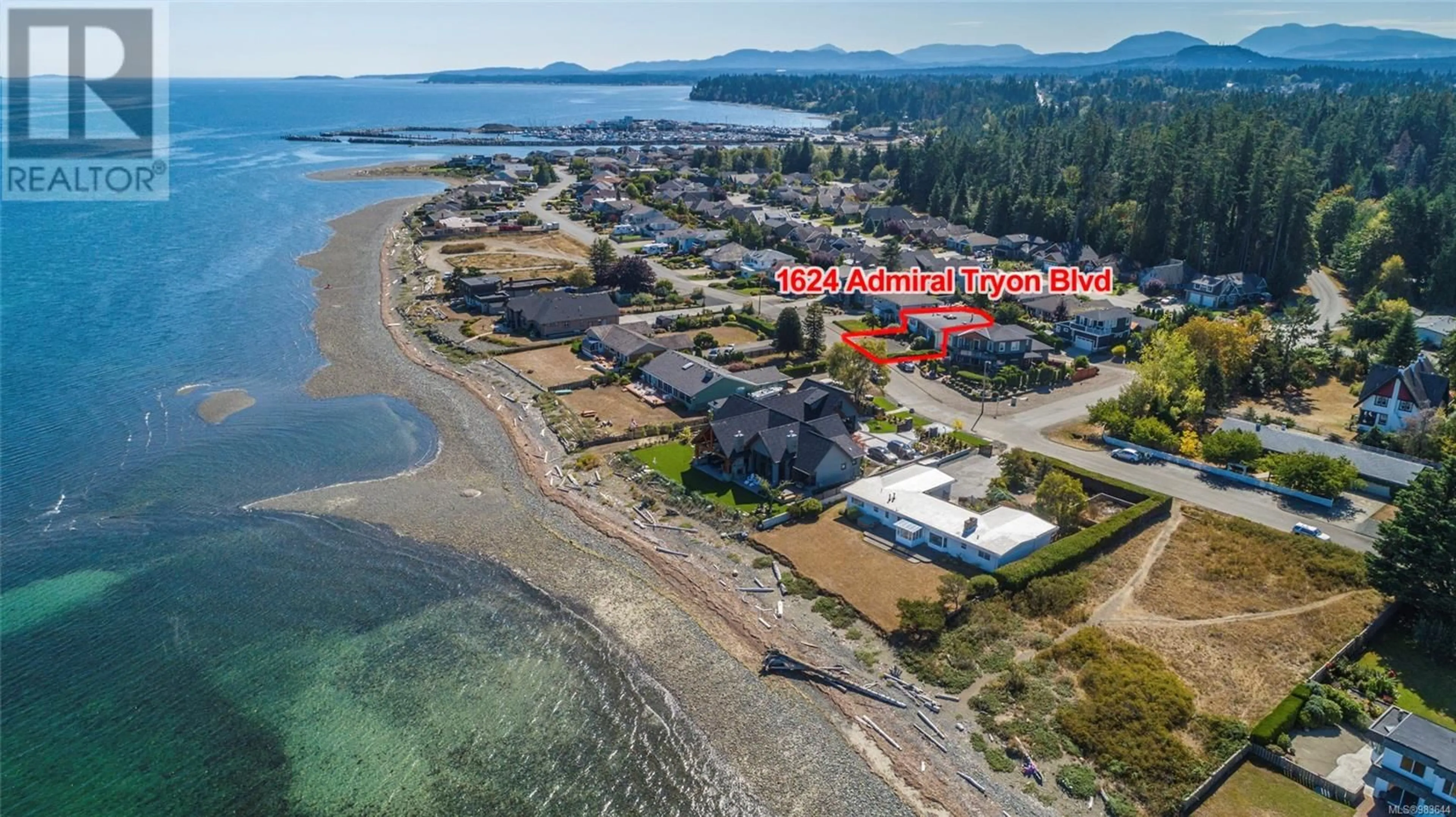 A pic from outside/outdoor area/front of a property/back of a property/a pic from drone, water/lake/river/ocean view for 1624 Admiral Tryon Blvd, Parksville British Columbia V9P1Y2