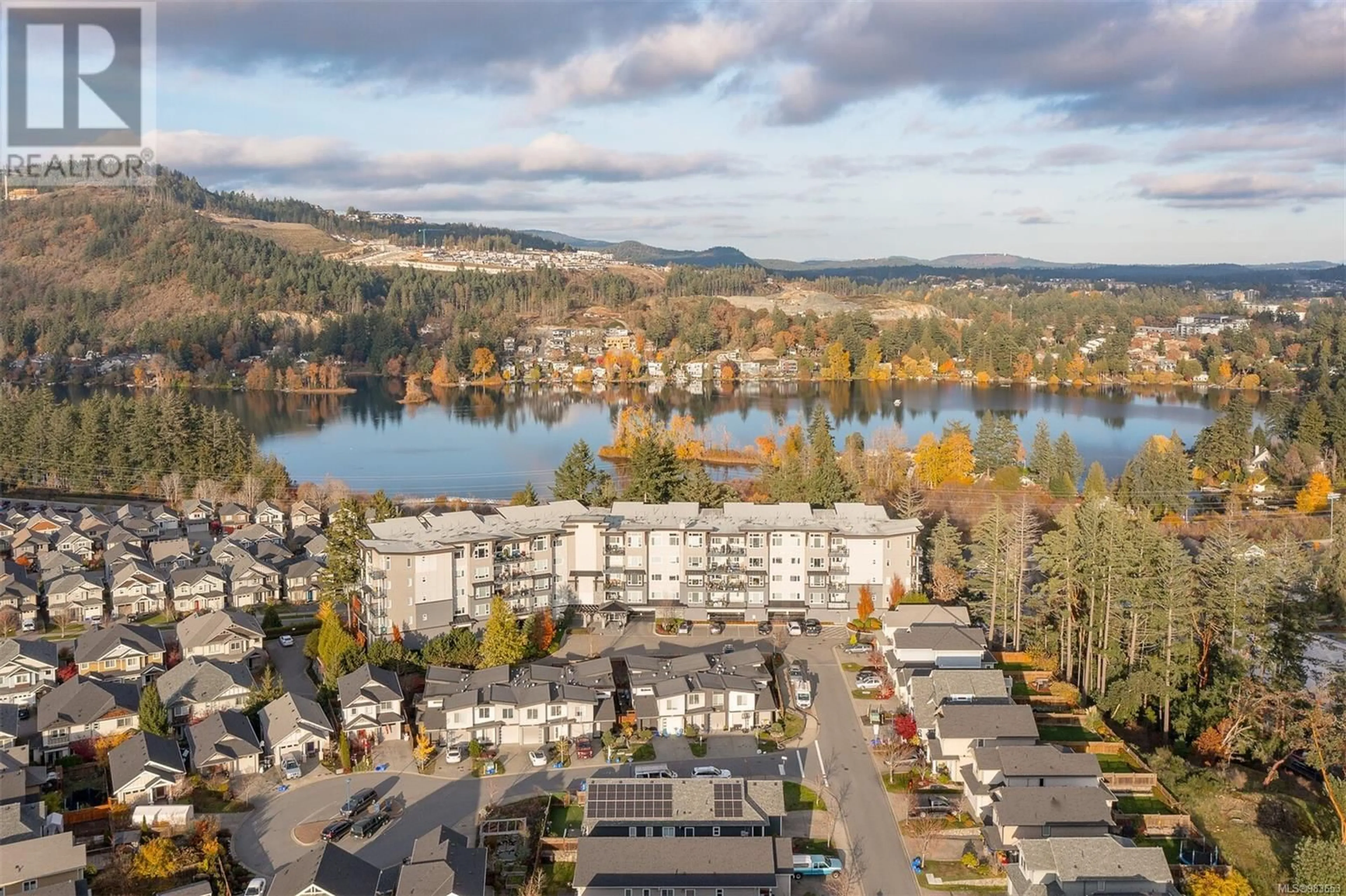 A pic from outside/outdoor area/front of a property/back of a property/a pic from drone, water/lake/river/ocean view for 113 1145 Sikorsky Rd, Langford British Columbia V9B0M8