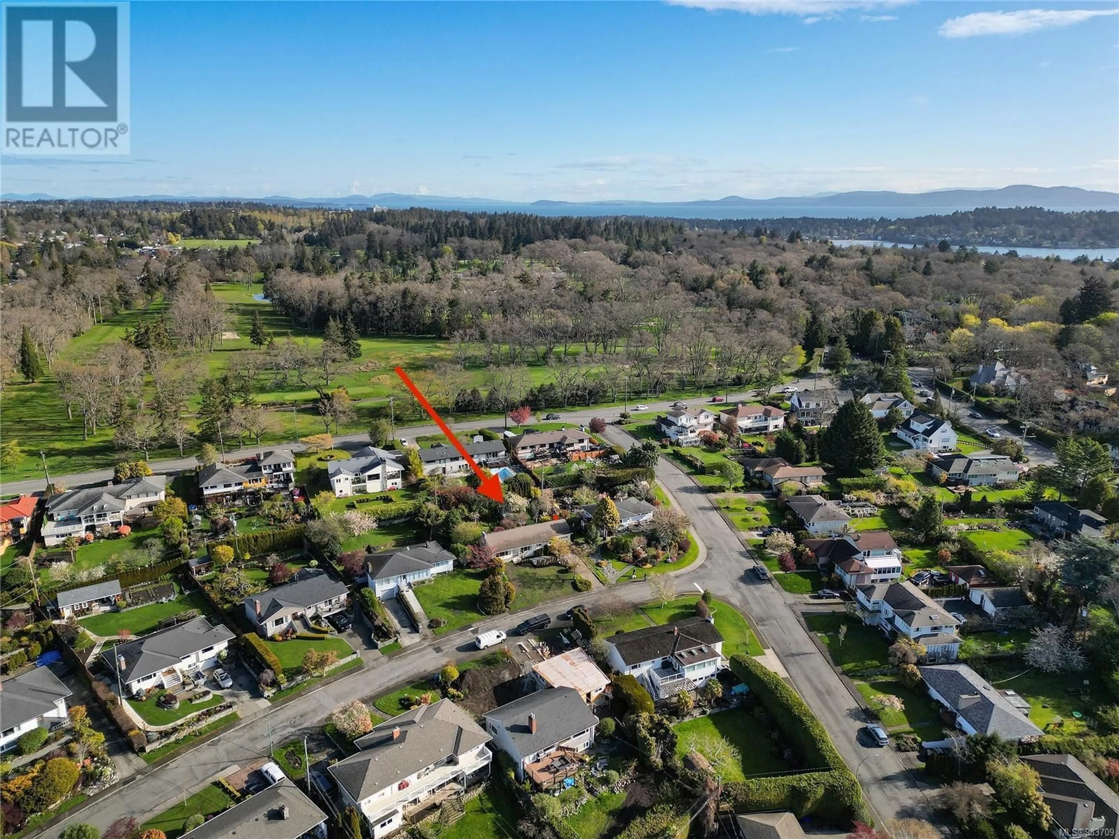 A pic from outside/outdoor area/front of a property/back of a property/a pic from drone, mountain view for 3080 Oakdowne Rd, Oak Bay British Columbia V8R5N9