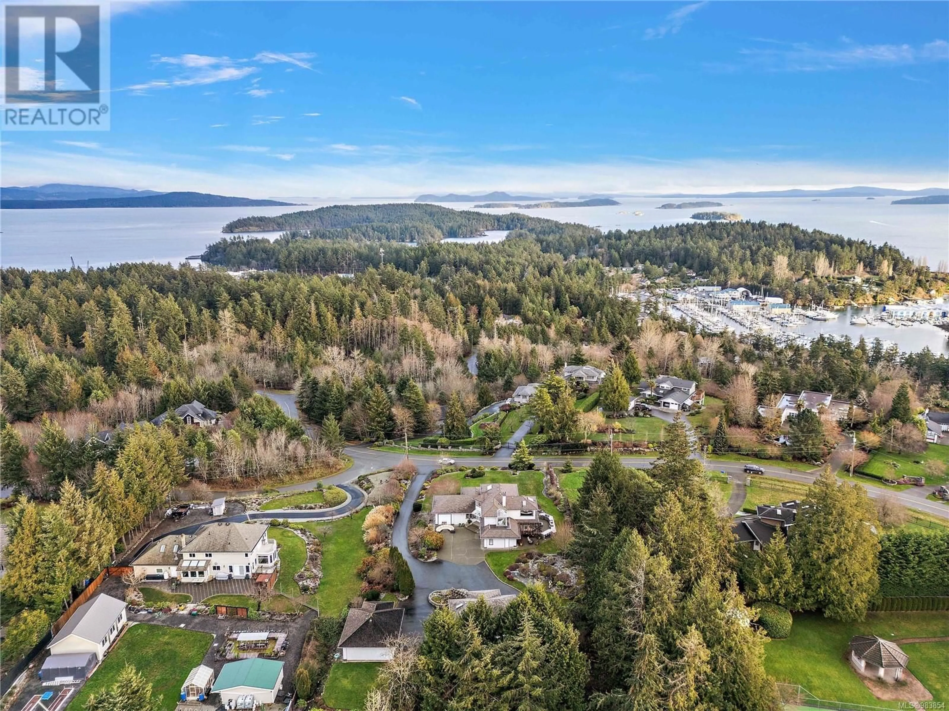 A pic from outside/outdoor area/front of a property/back of a property/a pic from drone, water/lake/river/ocean view for 11096 Greenpark Dr, North Saanich British Columbia V8L5N5