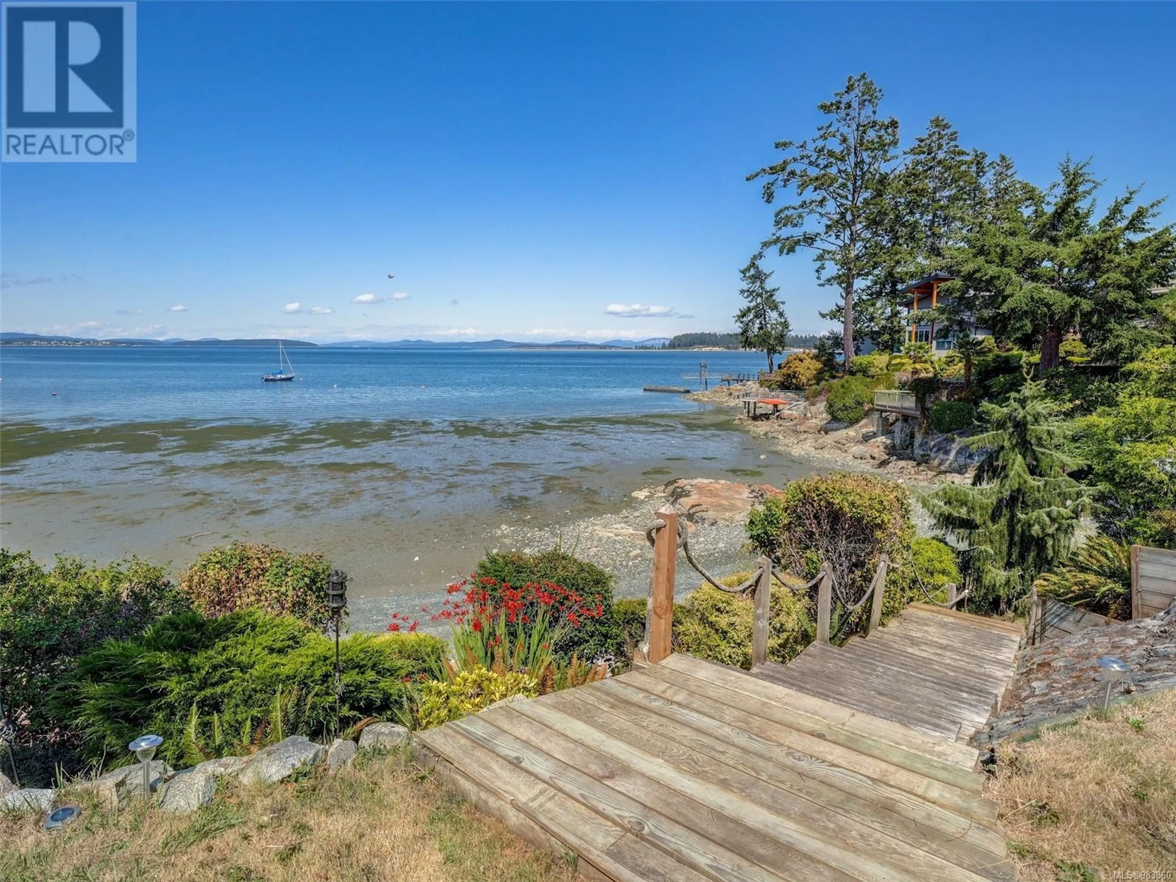 A pic from outside/outdoor area/front of a property/back of a property/a pic from drone, water/lake/river/ocean view for 2606 James Island Rd, Central Saanich British Columbia V8M1V4